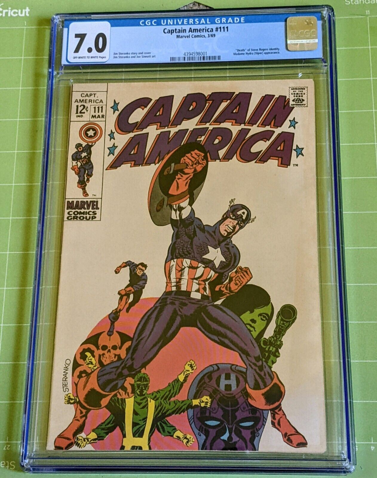 Captain America #111 CGC 7.0 FN/VF Ow-WhPgs Classic 1969 Jim Steranko Cover