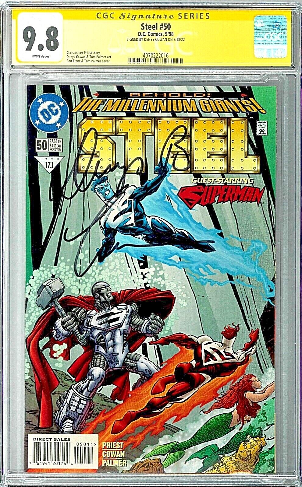 Steel #50 CGC SS 9.8 (May 1998, DC) Cover Signed by Denys Cowan, Superman app.