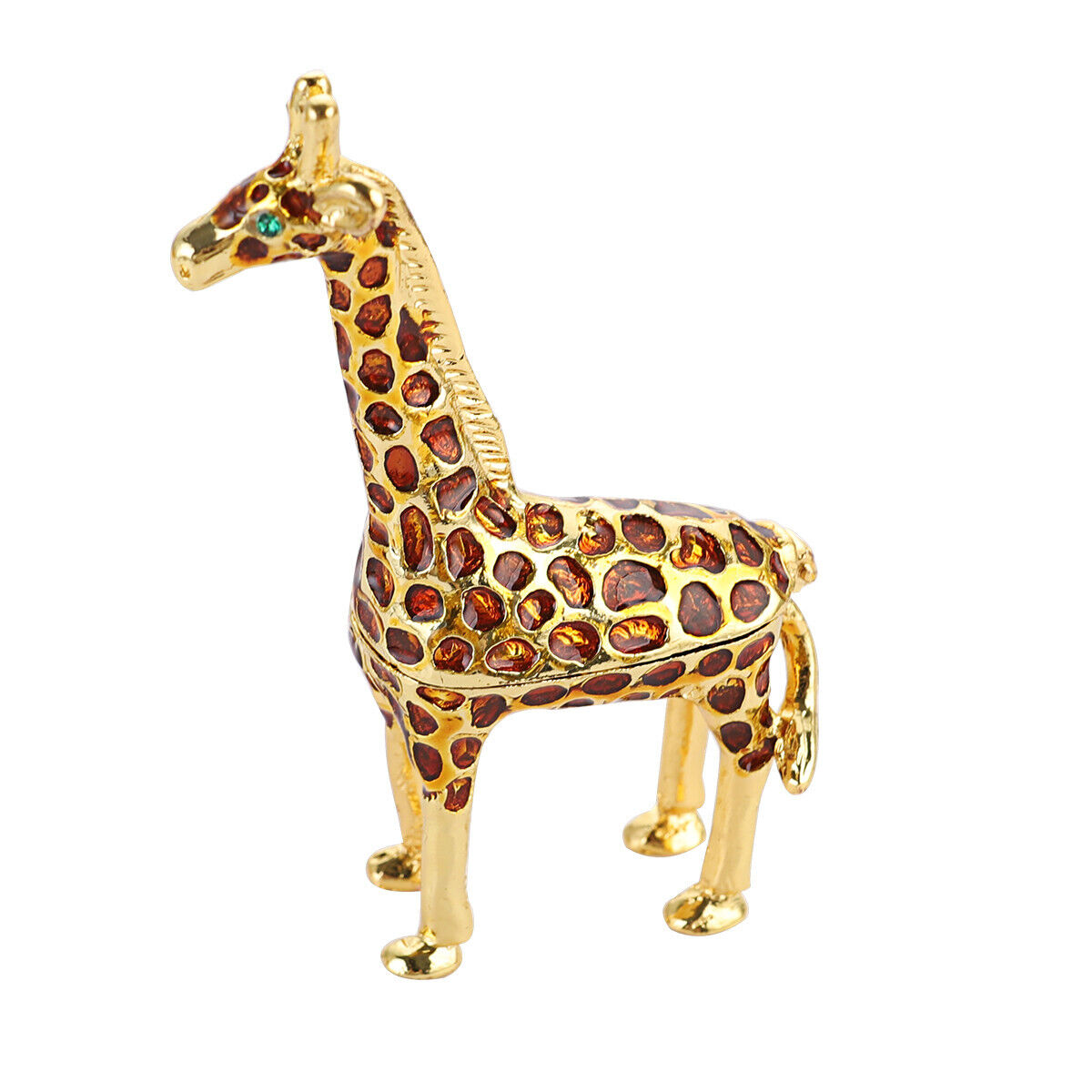 Giraffe Trinket Box Hinged Rhinestone Jeweled Organizer Color Enamel Ring Box