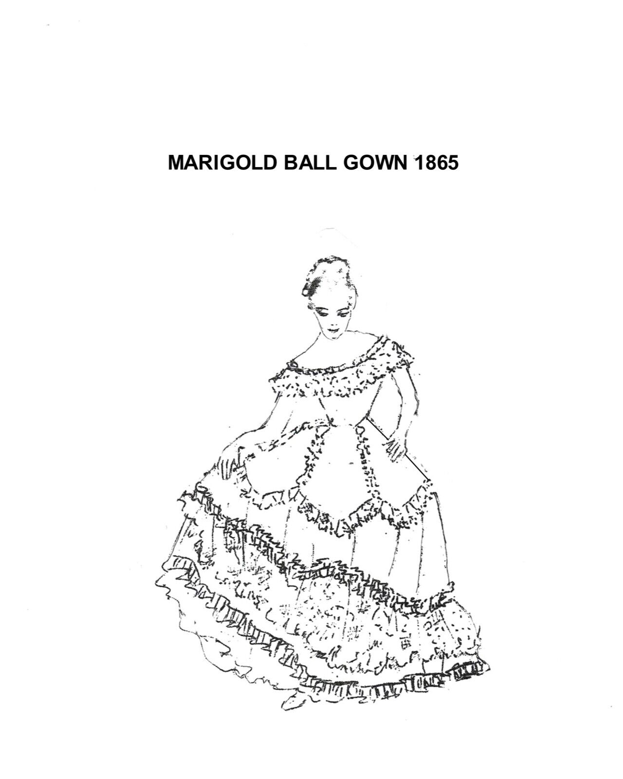 Ella DeHart Pattern Marigold Ball Gown 1865 11 1/2\