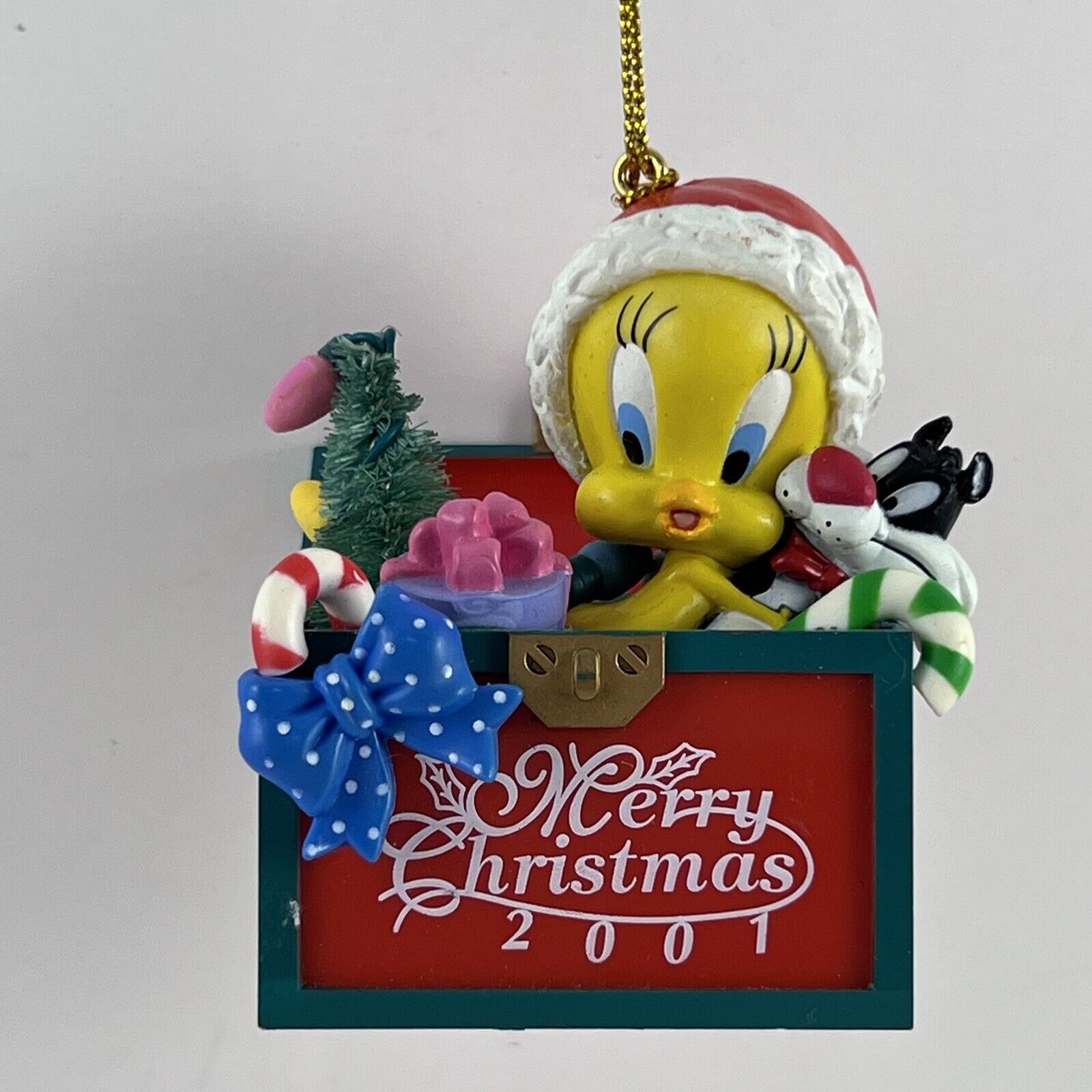 VTG 2001 LooneyTunes Sylvester Tweety Christmas Ornament Warner Bros No Box