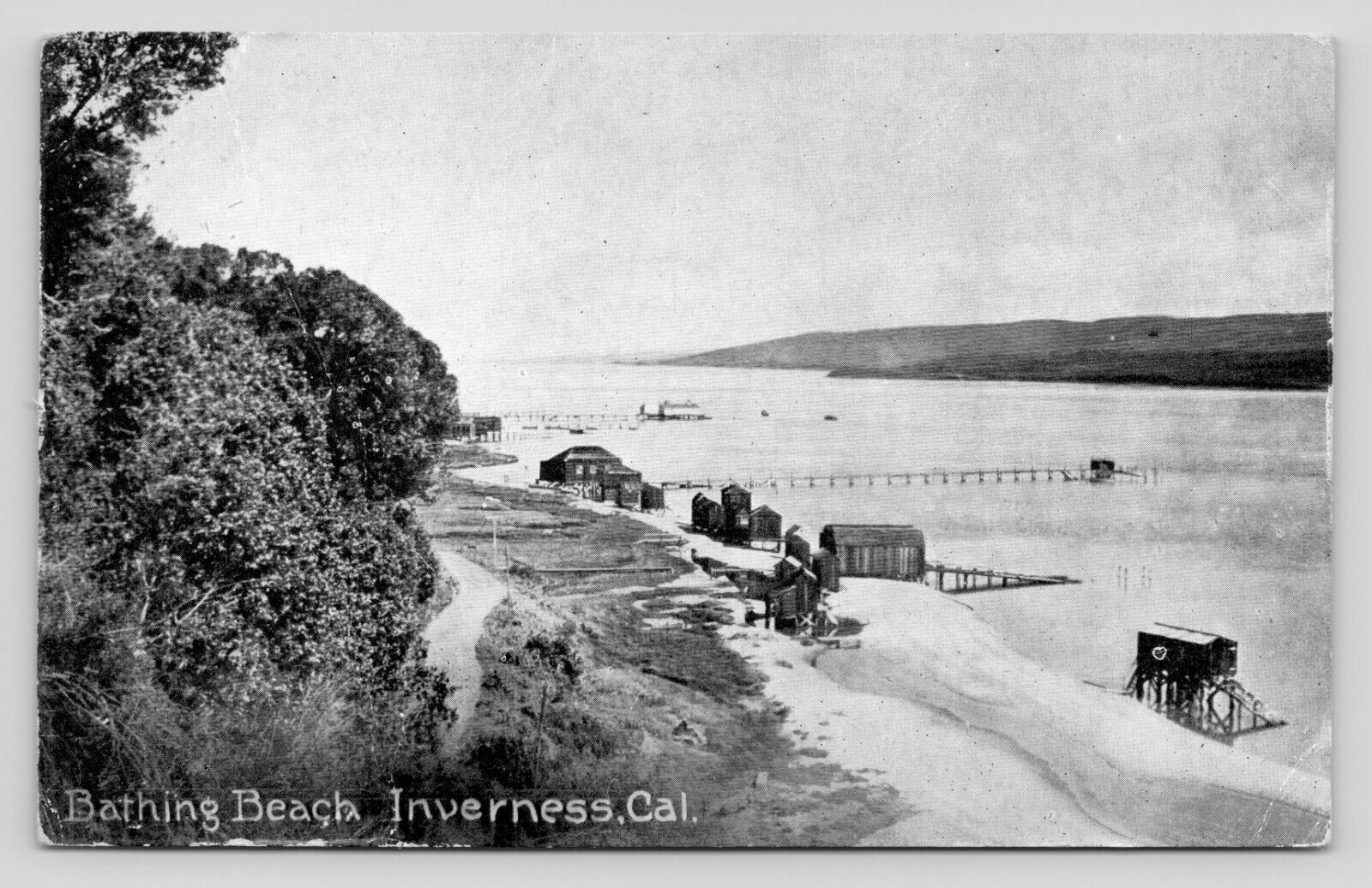 Birdseye View Bathing Beach Inverness California Marin County VTG UNP Postcard