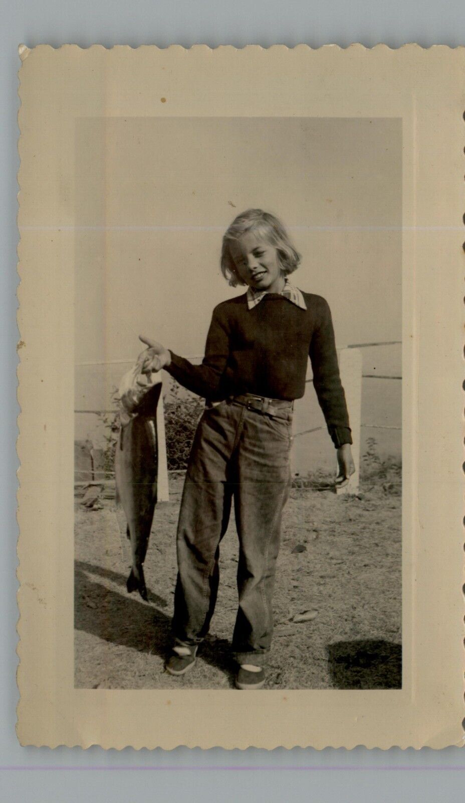 Antique 1940's  Fish Caught - Black & White Photography Photos