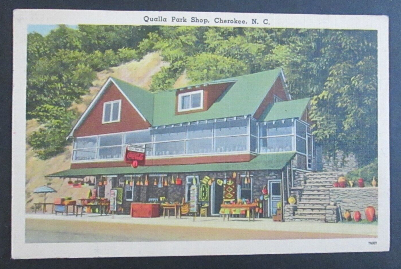 Qualla Park Shop Cherokee NC Posted Linen Postcard