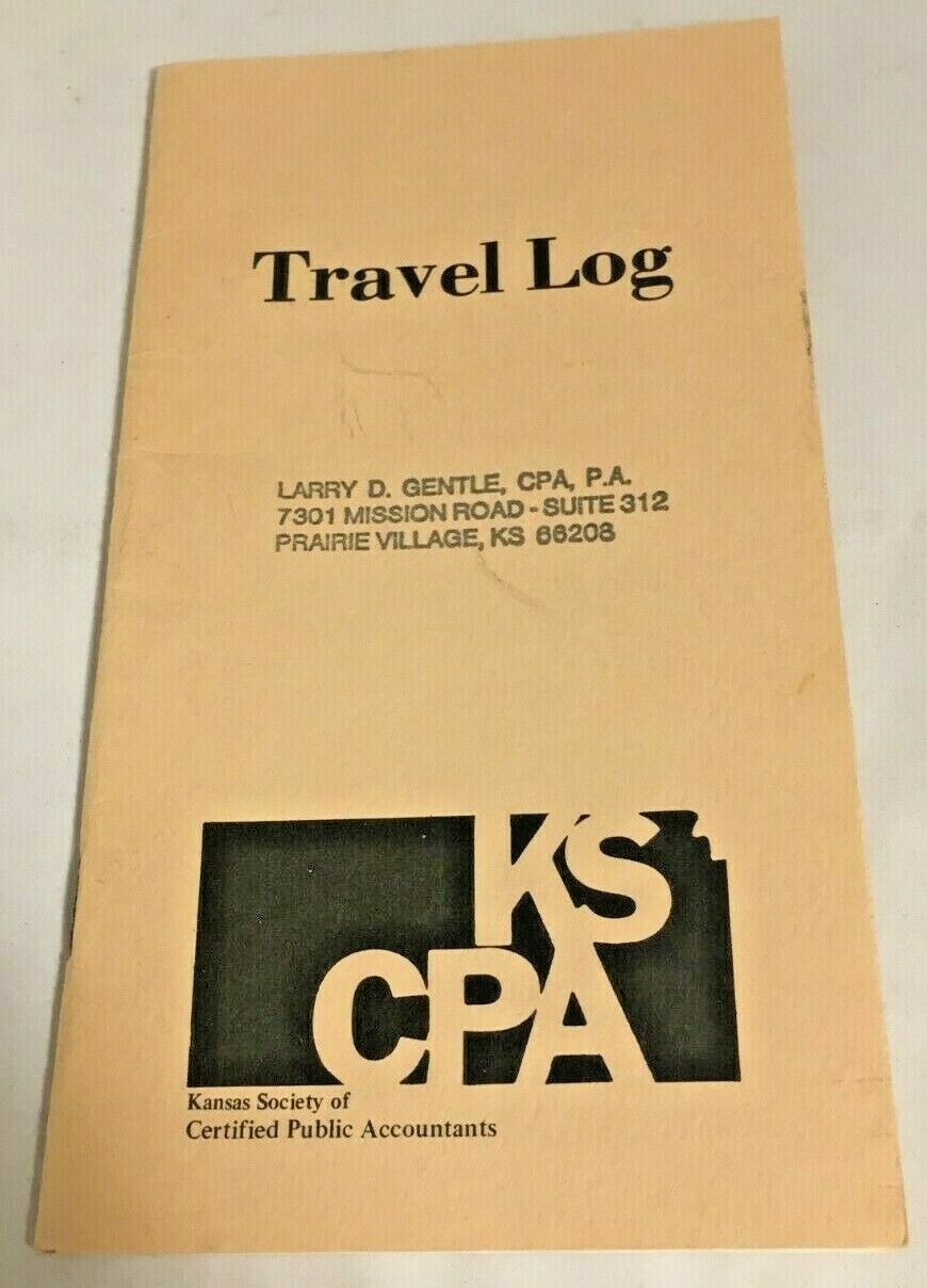 1985 Kansas Society of Certified Public Accountants Travel Log Unused