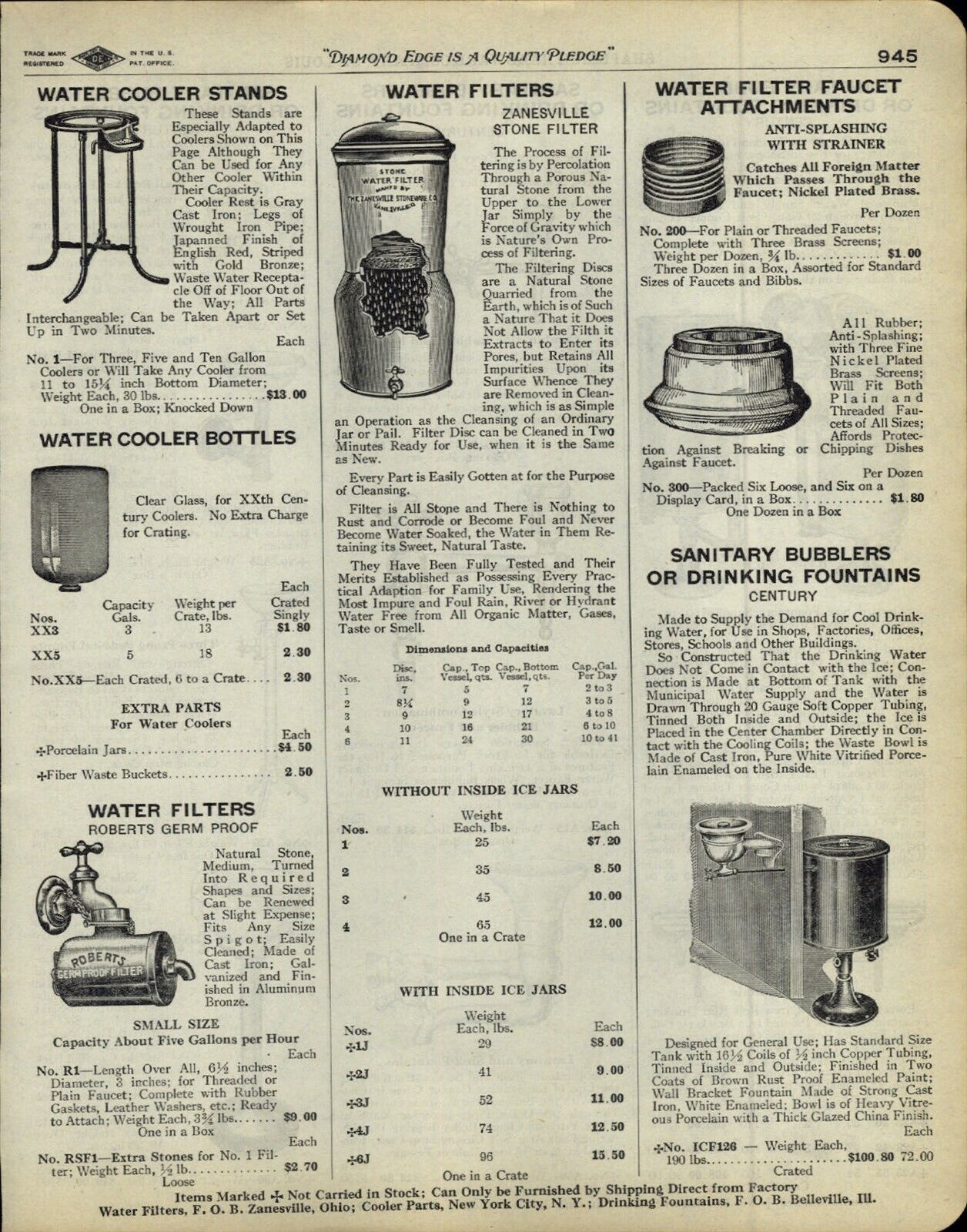 1929 PAPER AD Zanesville Stone Water Filter Earthenware Stoneware Ohio 