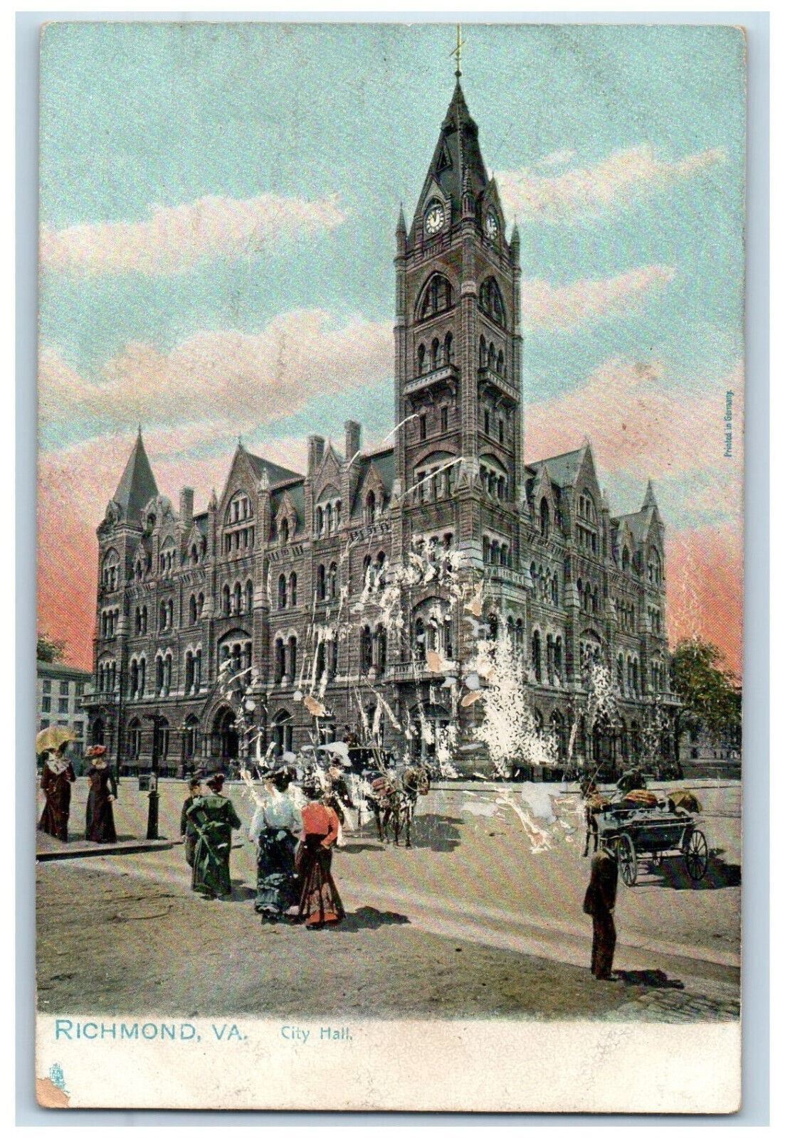 c1905 Horse Carriage City Hall Richmond Virginia VA Tuck Art Postcard