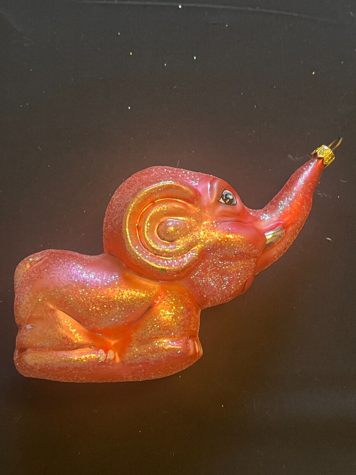 Vintage 1996 Christopher Radko Baby Elephant Pink Version Glass Ornament