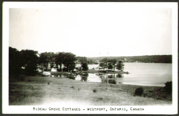 Rideau Grove Cottages Westport ON RPPC postcard 1953