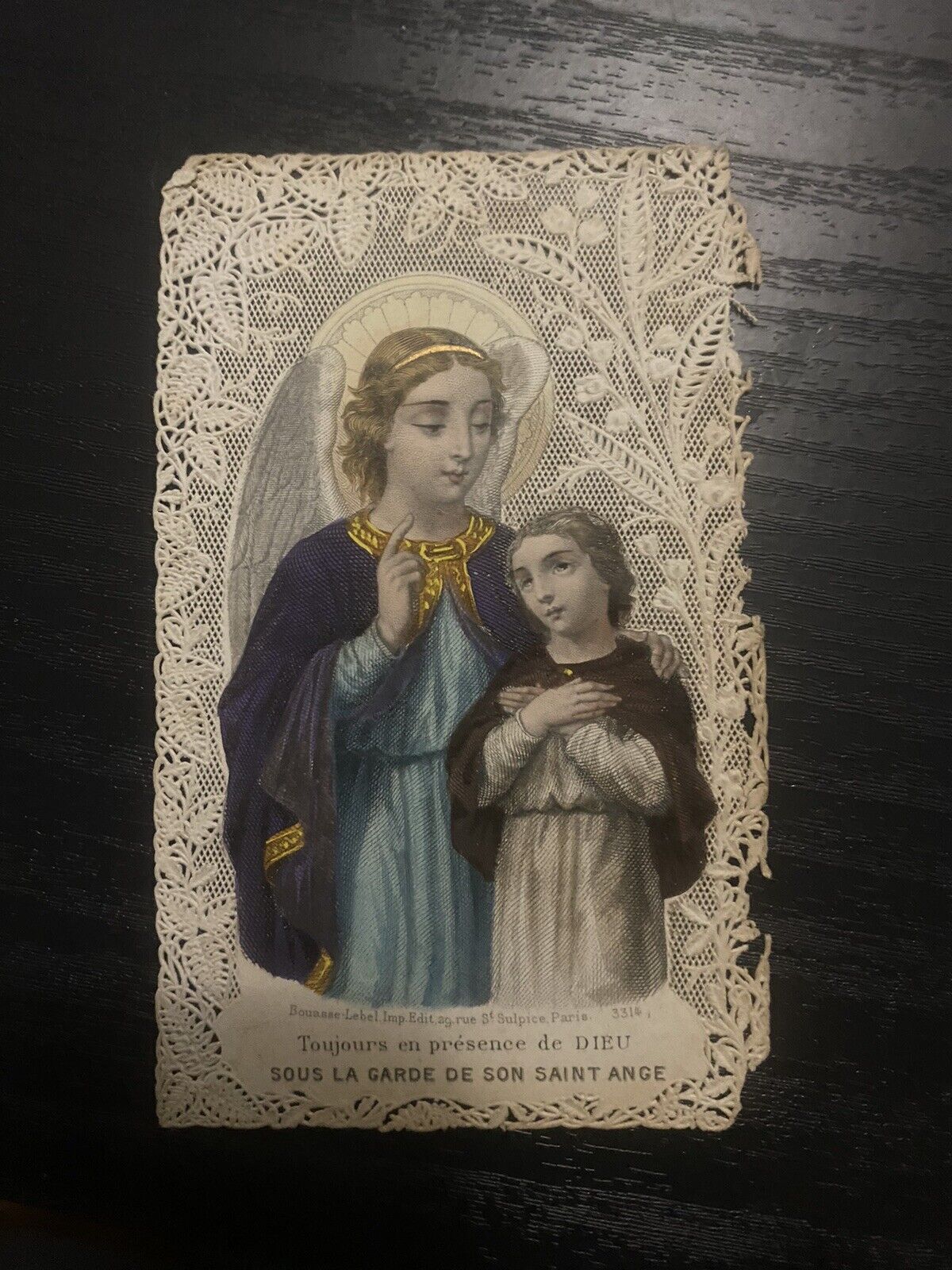 Antique Catholic Prayer Card Religious Collectible 1890's Angel Of God Lace