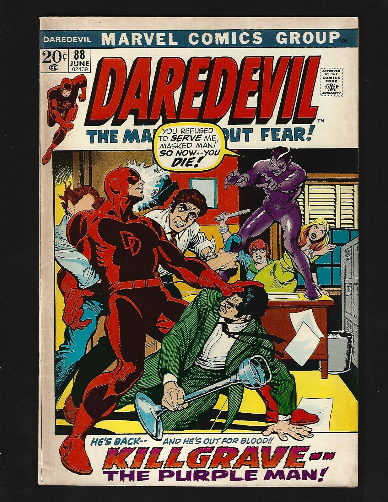 Daredevil #88 VF- Kane Colan Origin Black Widow 1st Larry Cranston Purple Man