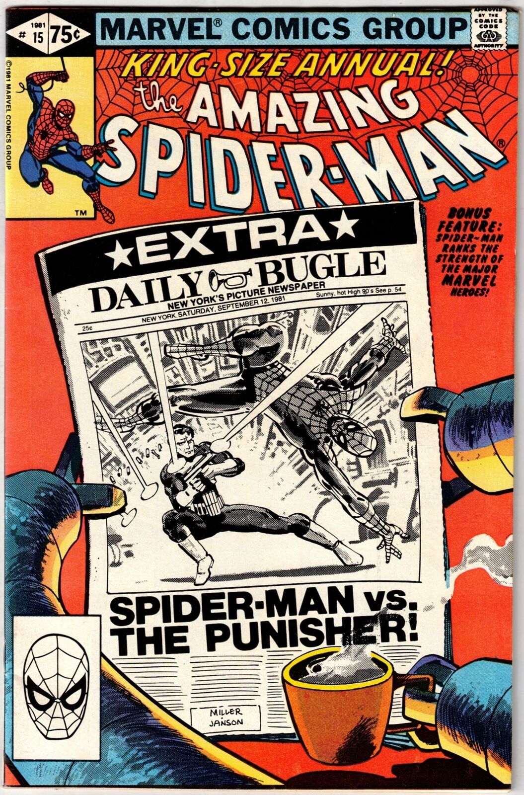 AMAZING SPIDER-MAN ANNUAL #15 (1981)- EARLY FRANK MILLER PINISHER COVER- FINE