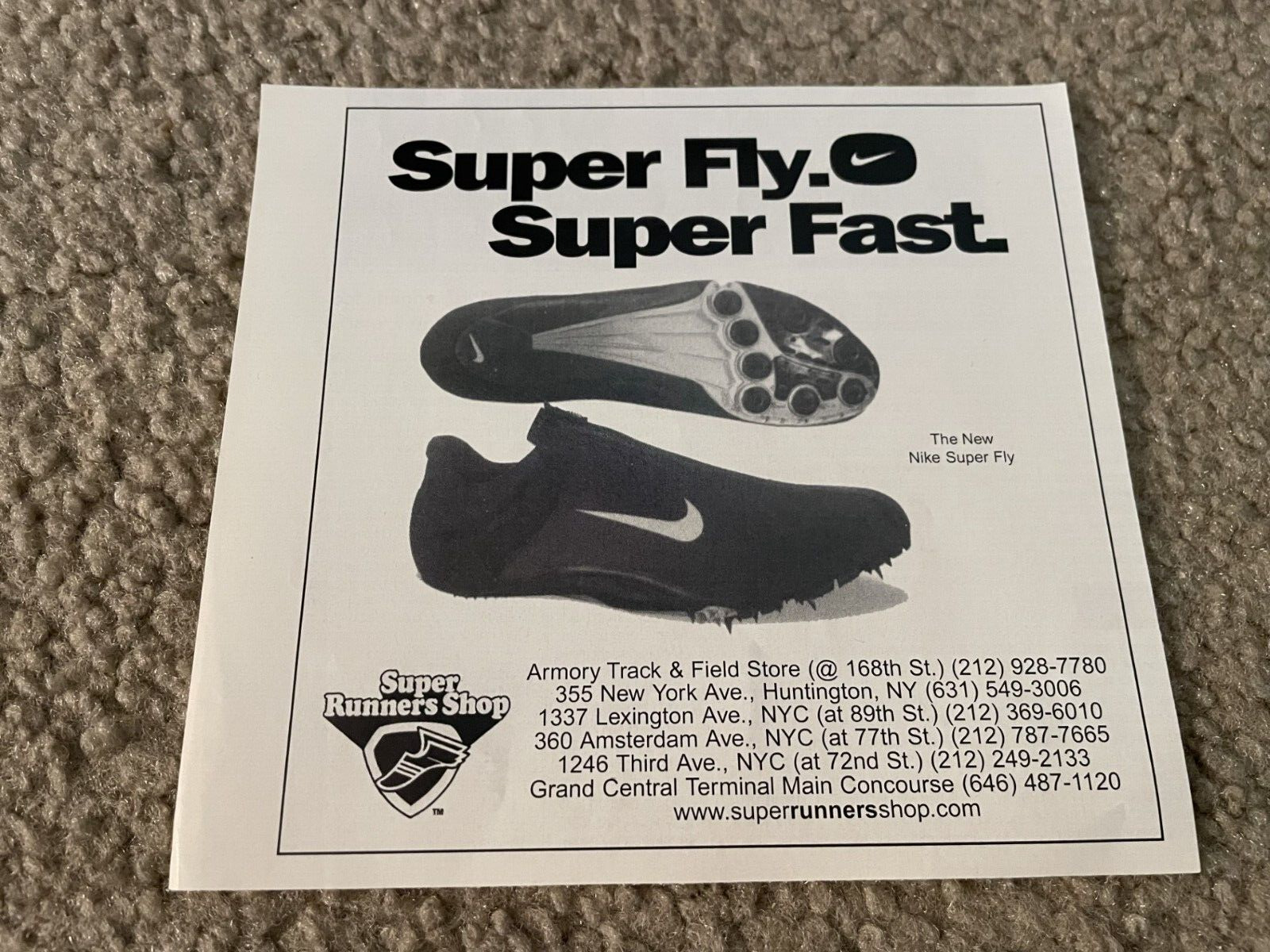 Vintage 2002 NIKE SUPER FLY Track Spikes Running Shoes Poster Print Ad