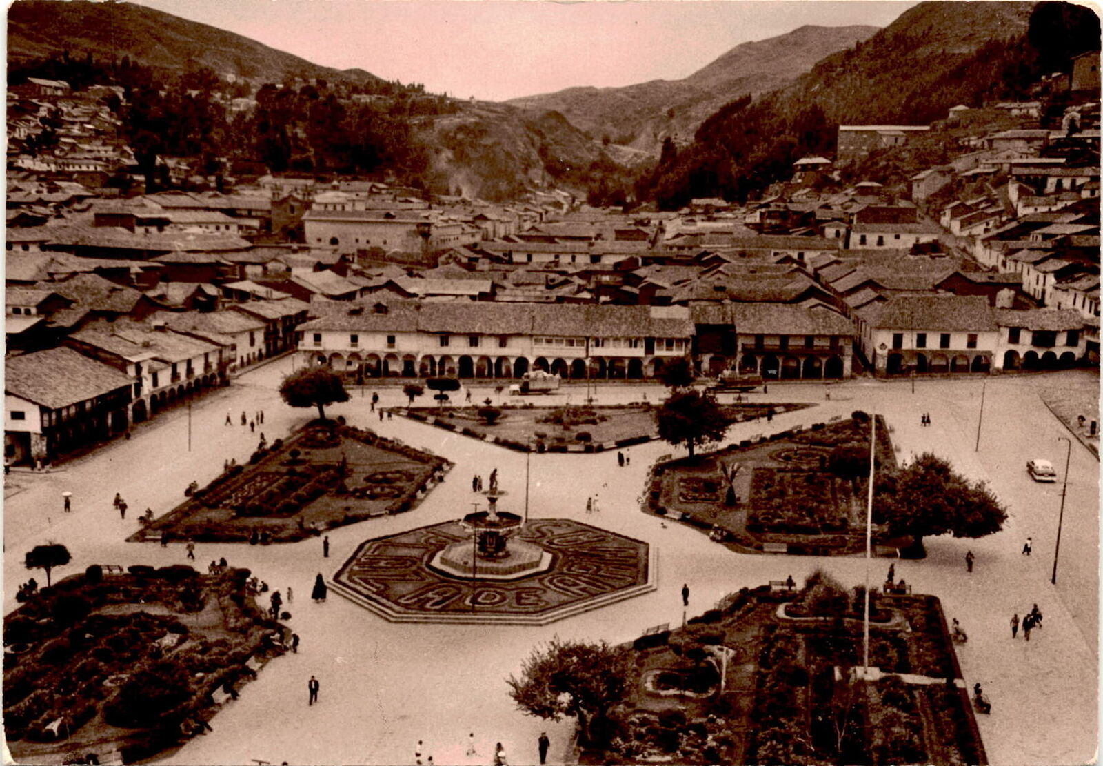 Plaza de Armas, Cuzco, Peru, historic square, colonial buildings, Postcard