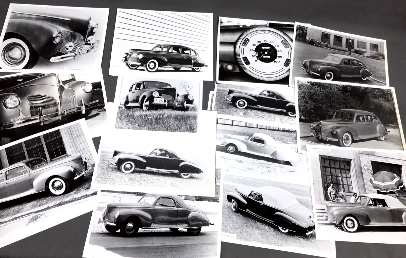 c.1940 LINCOLN ZEPHYR Lot of 14 Vtg Photos Gelatin Silver Historical Automobilia