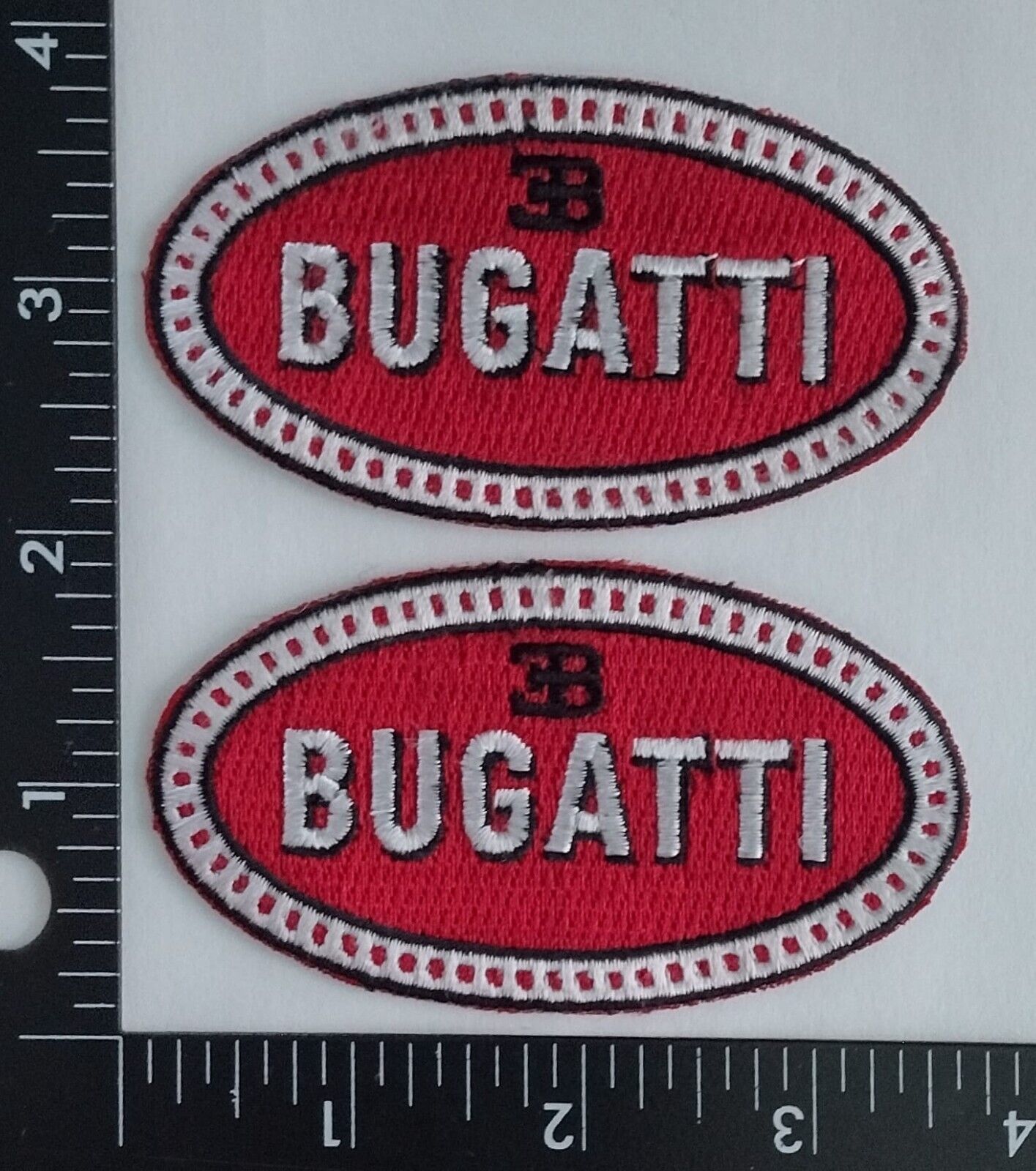 Set of 2 BUGATTI Champion Super Cars Embroidery Iron Sew On  Quality Patch 
