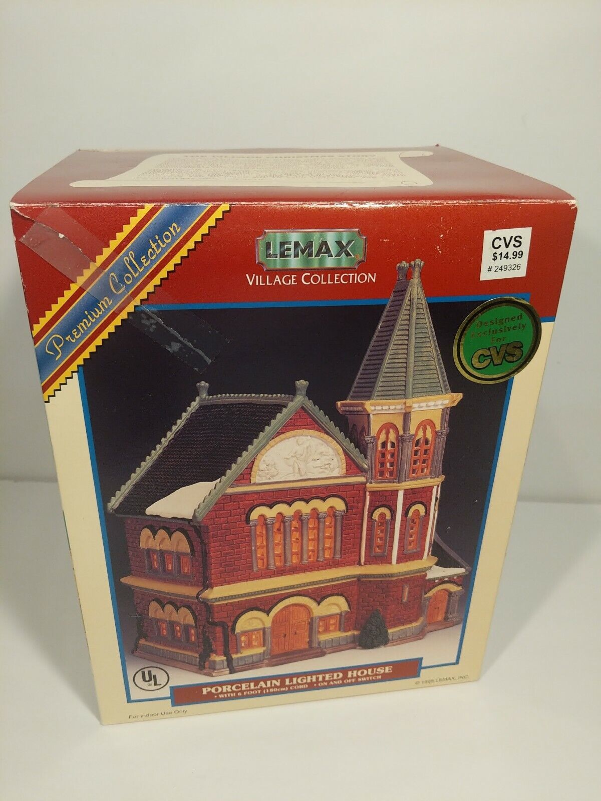 Lemax PORCELAIN LIGHTED HOUSE 1998 NIB from CVS 6ft cord on off switch