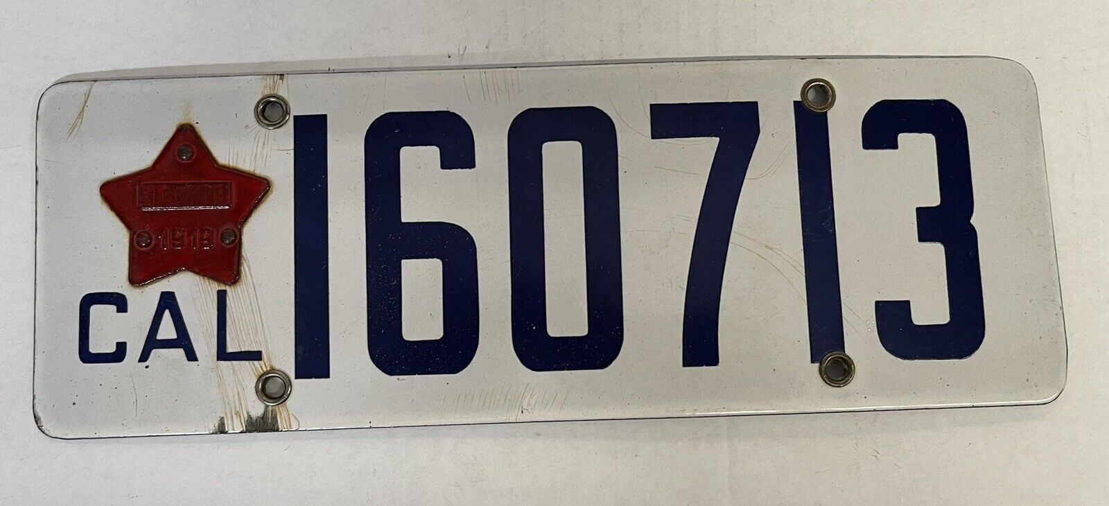 1919 California Porcelain License Plate w/Matching 1919 Star Tab #160713 Number