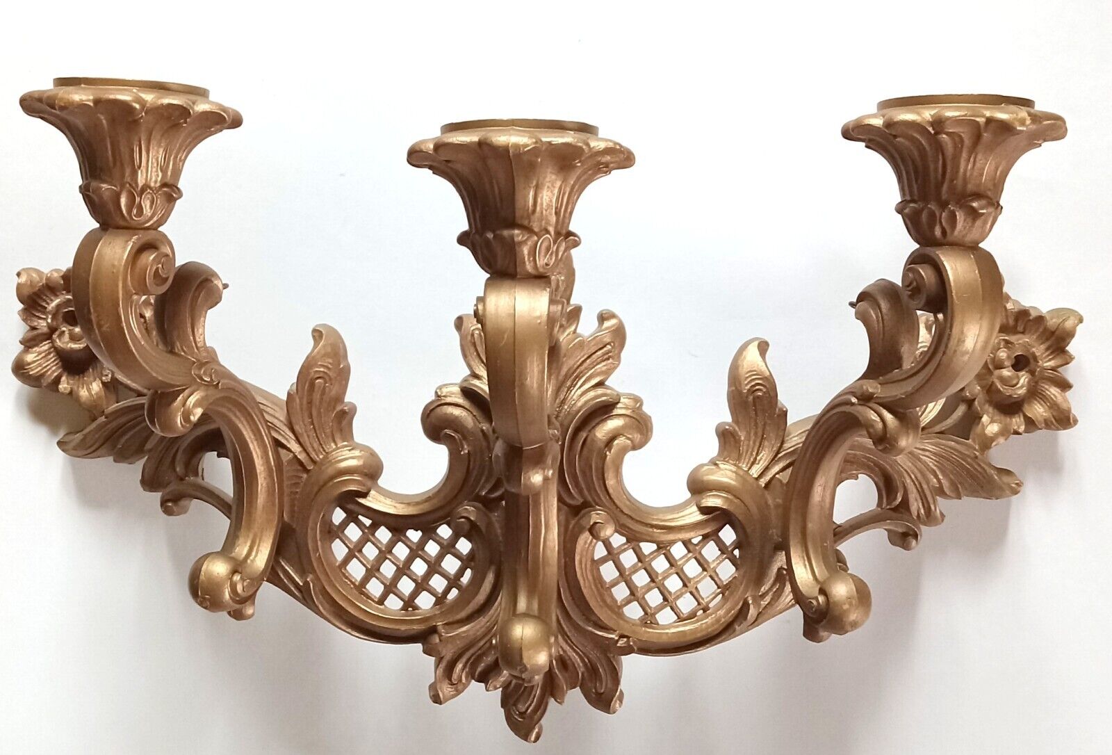 Vintage Homco Syroco Regency Candle Wall Sconce Gold French Country Wall Decor