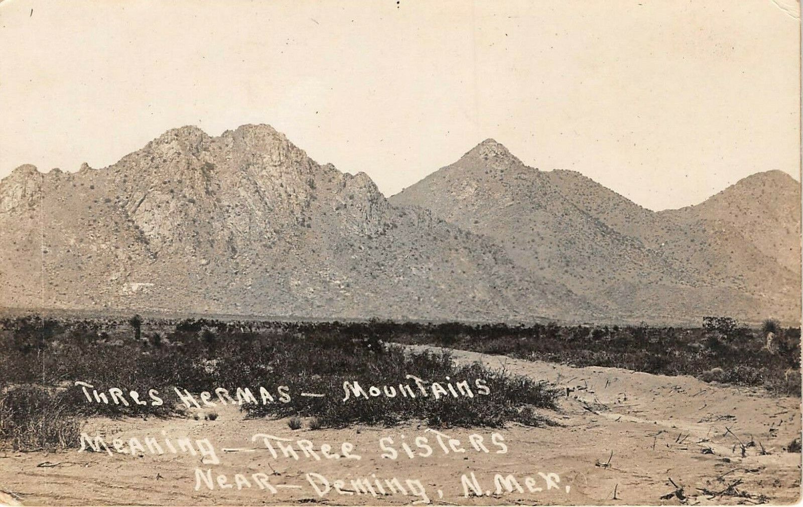 Deming New Mexico NM Tres Hermanas Mountains Three Sisters Real Photo Postcard