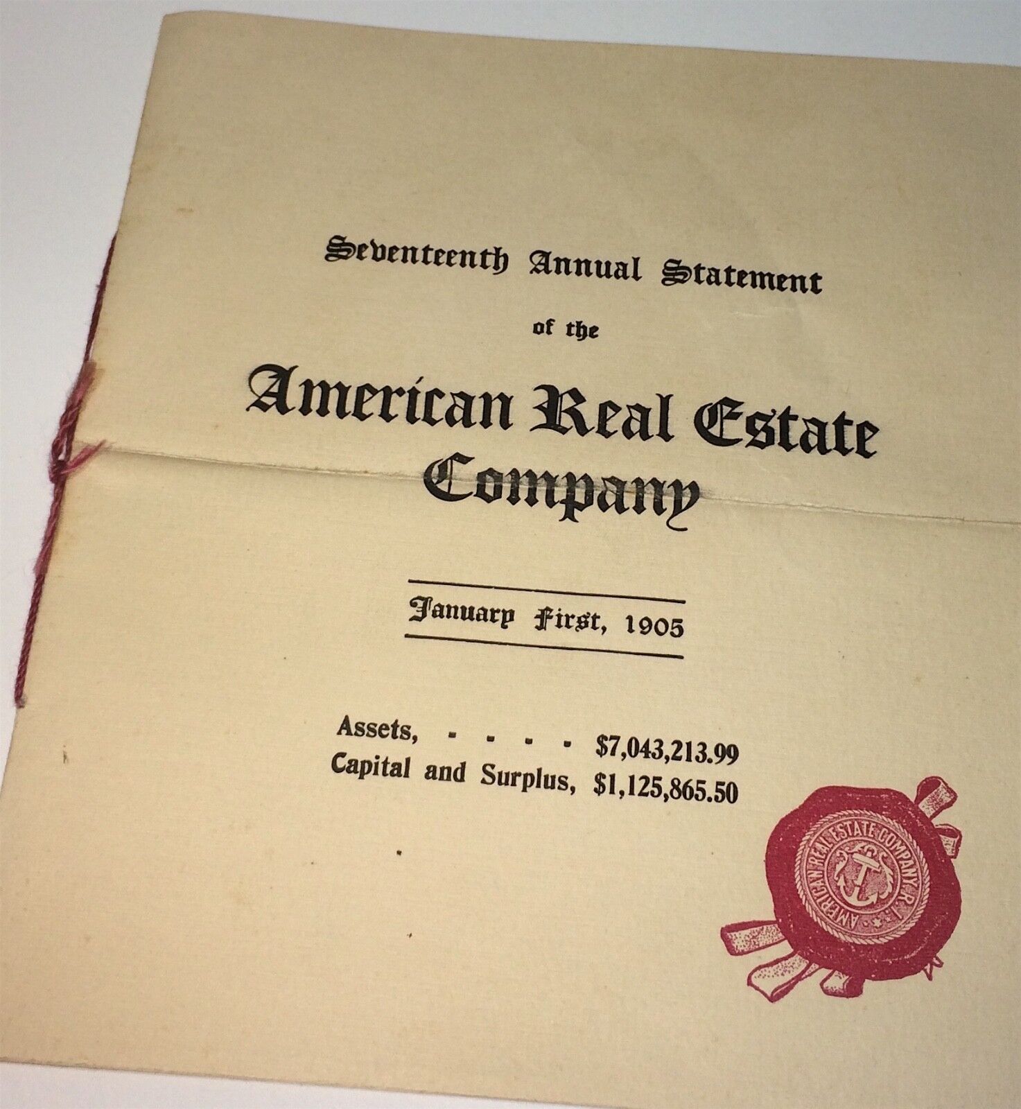 Rare Antique 17th Annual Statement American Real Estate Company Booklet C.1905