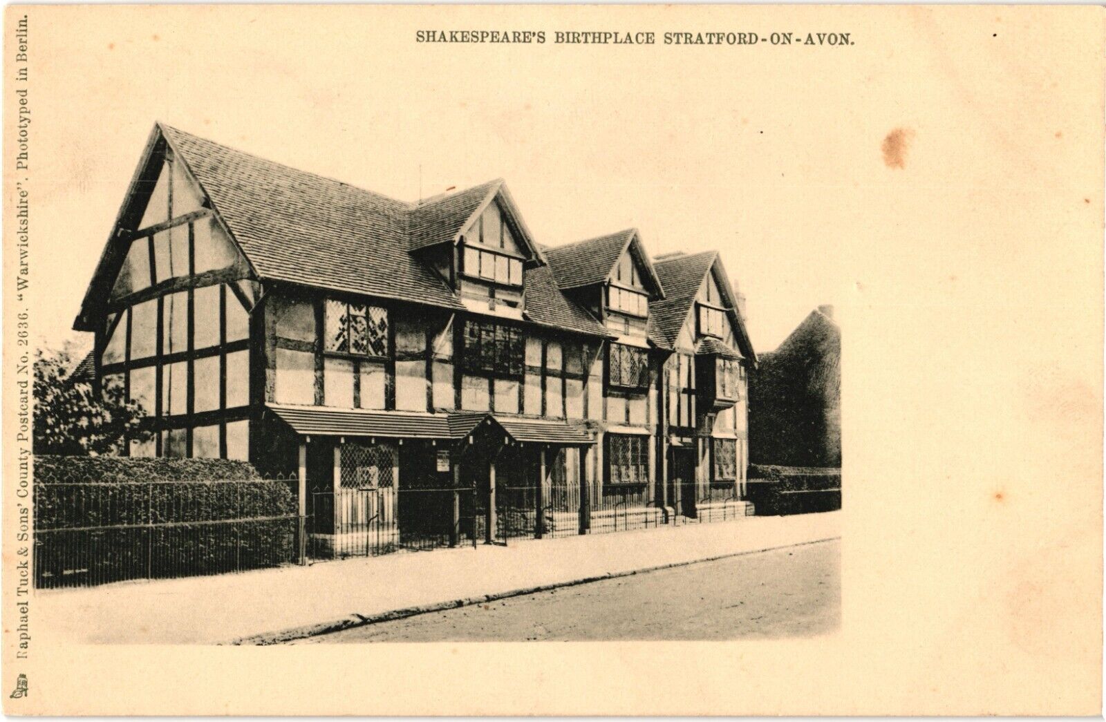 Shakespeare\'s Birthplace Stratford-on-Avon Tuck 2636 Undivided Postcard Pre-1906