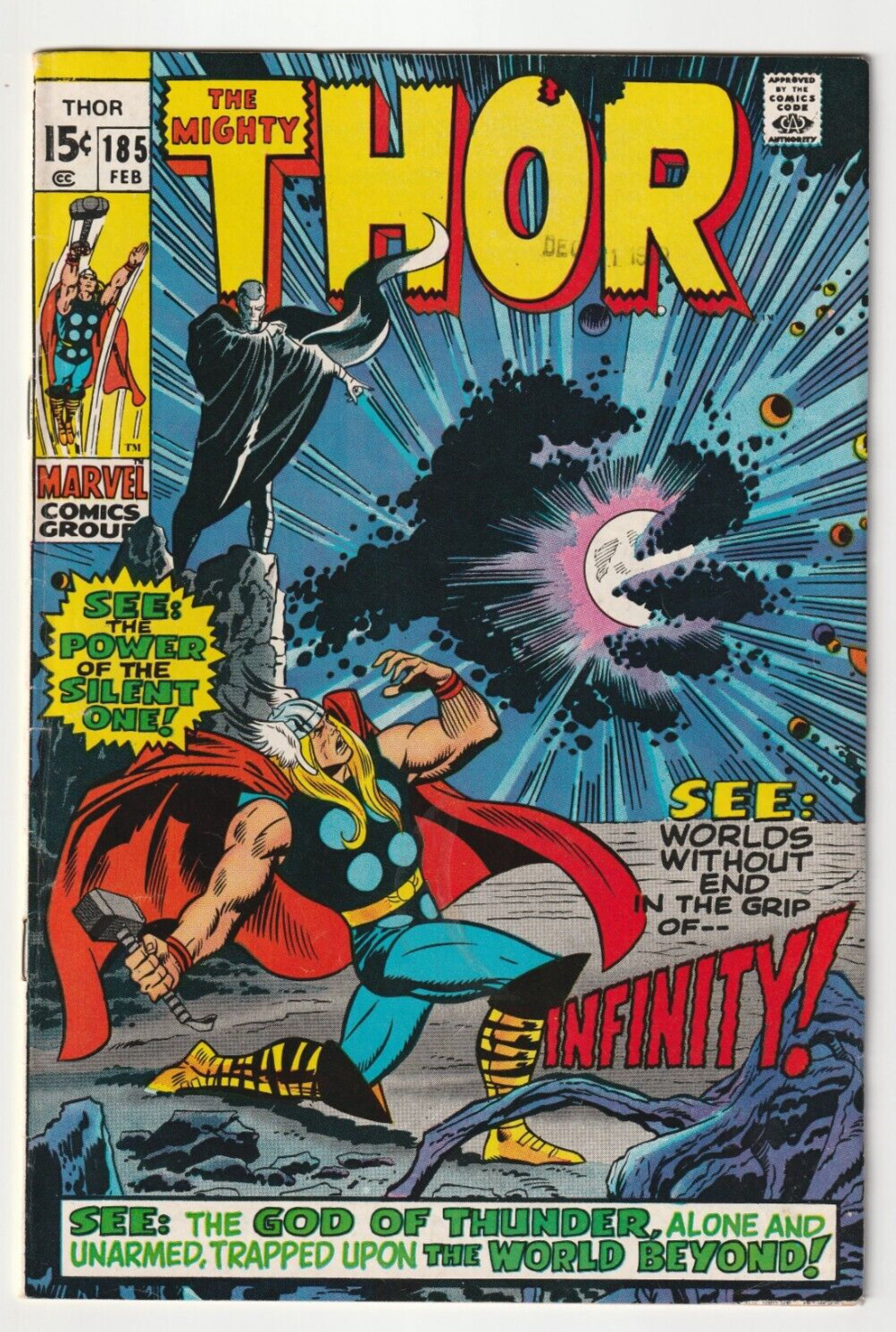 Thor #185 (Marvel Comics 1970) VF- Warriors Three Silent One Jack Kirby Cover