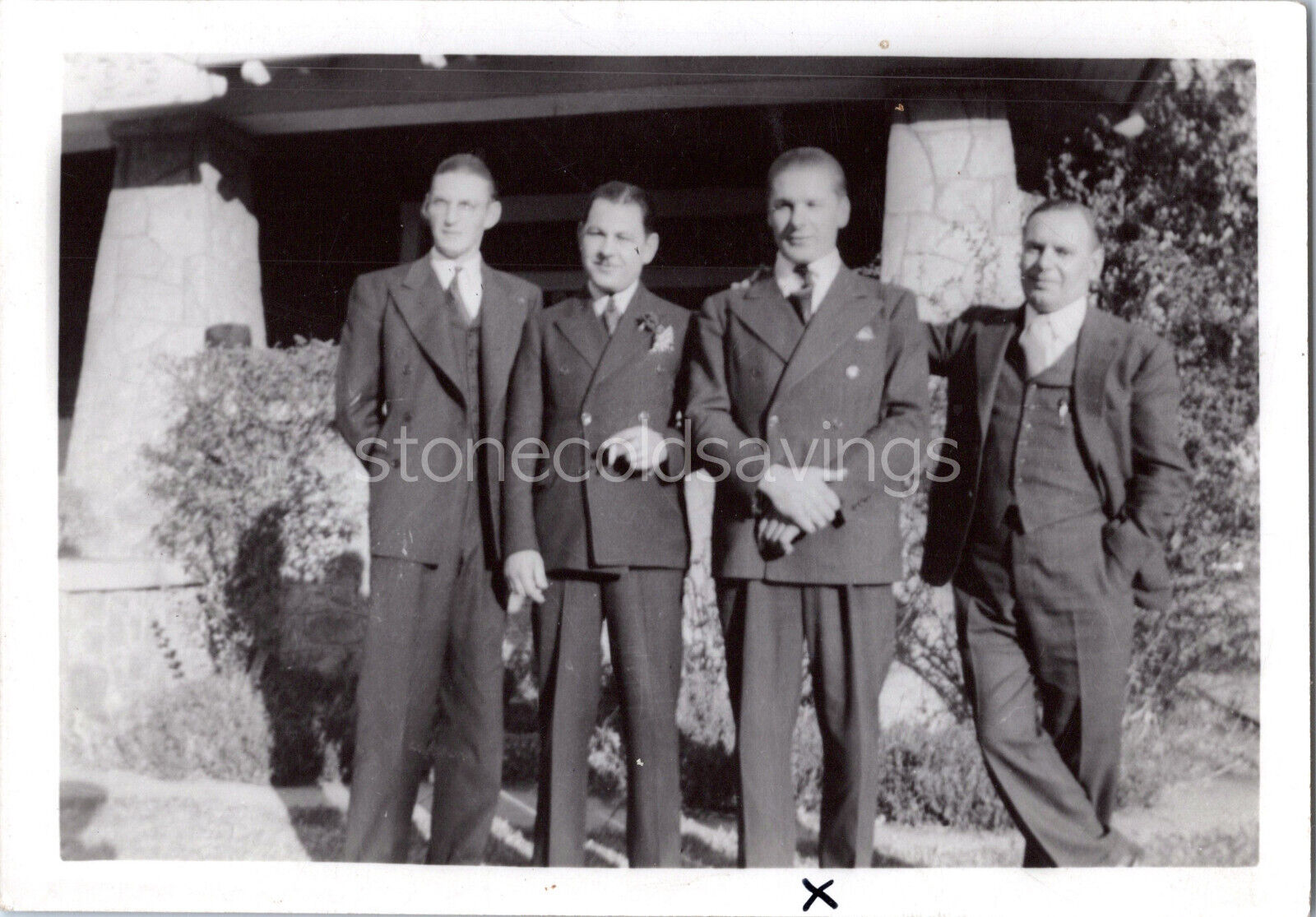 VTG B&W Found Photo - 40s 50s - Fancy Business Men Posing & Smoking In Suits
