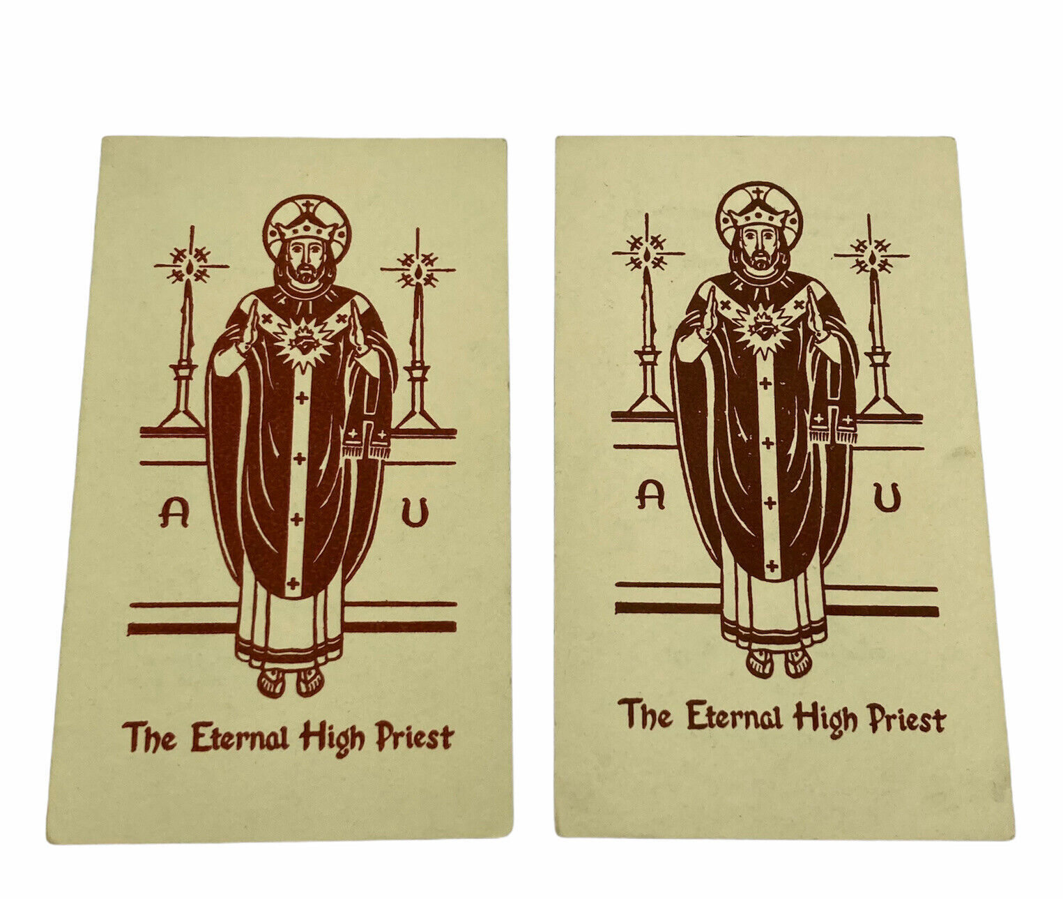 ETERNAL HIGH PRIEST Prayer Cards Priesthood Ordination Vintage 1945 