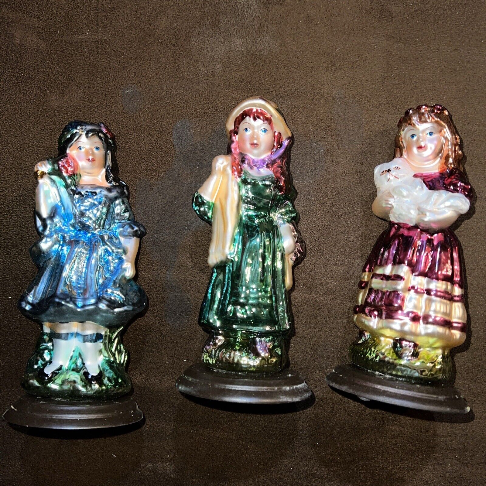 2006 Thomas Pacconi Classics Blown Glass Victorian Girl Figurines Set of 3