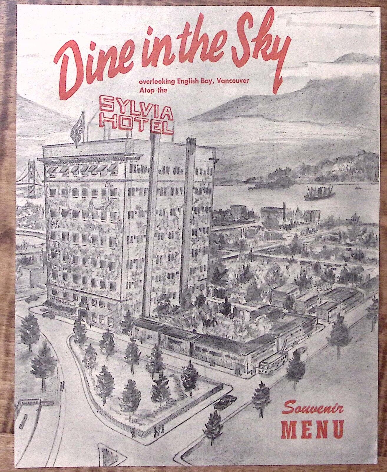 1940s SYLVIA HOTEL ENGLISH BAY VANCOUVER B.C SOUVENIR MENU DINE IN THE SKY Z3638