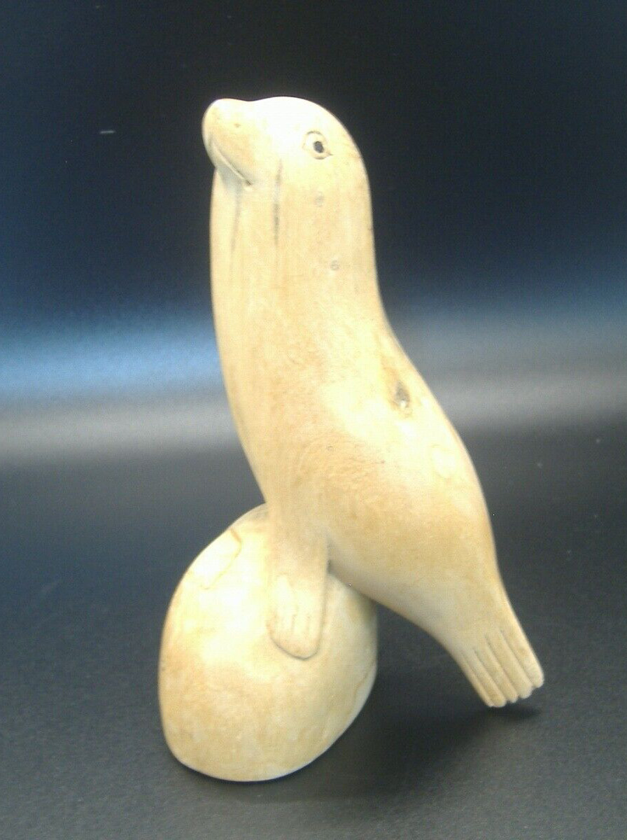 Hand Carved Wooden Seal 5 1/2 Inches Vintage
