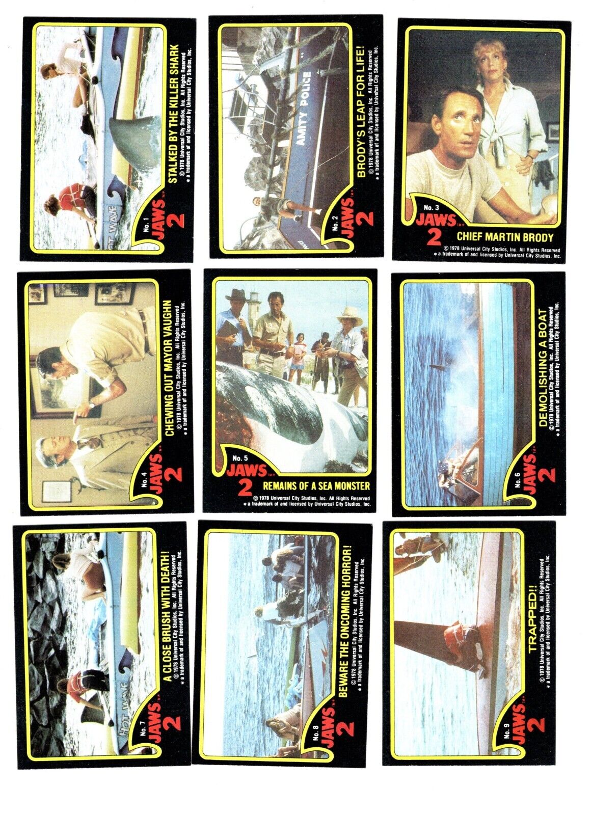 1978 TOPPS JAWS 2 THE MOVIE TRADING CARD SET 59-CARDS NM/MINT ALL CARDS SCANNED