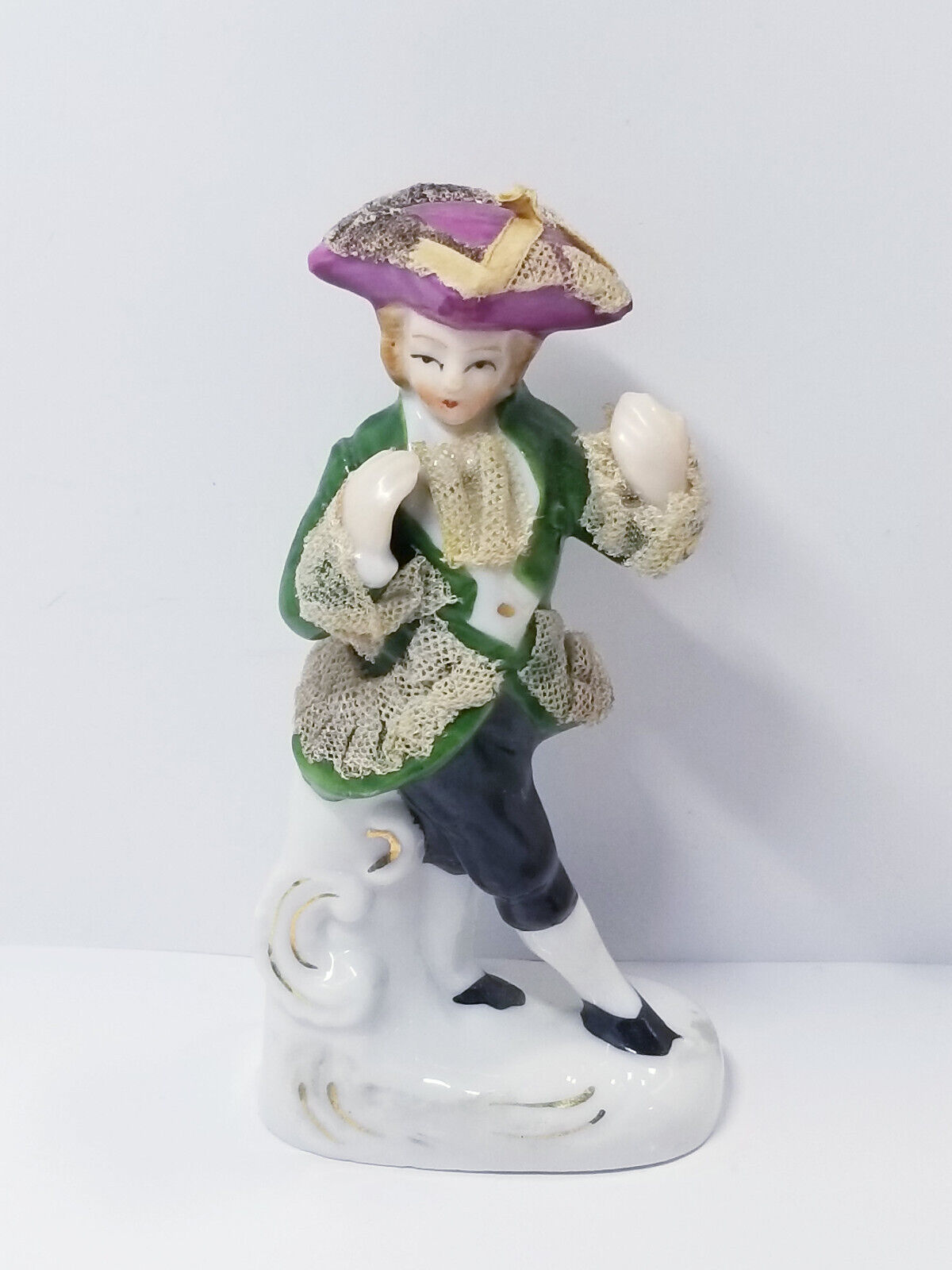 Vintage Dresden Style Lace Gentleman Victorian Figurine 