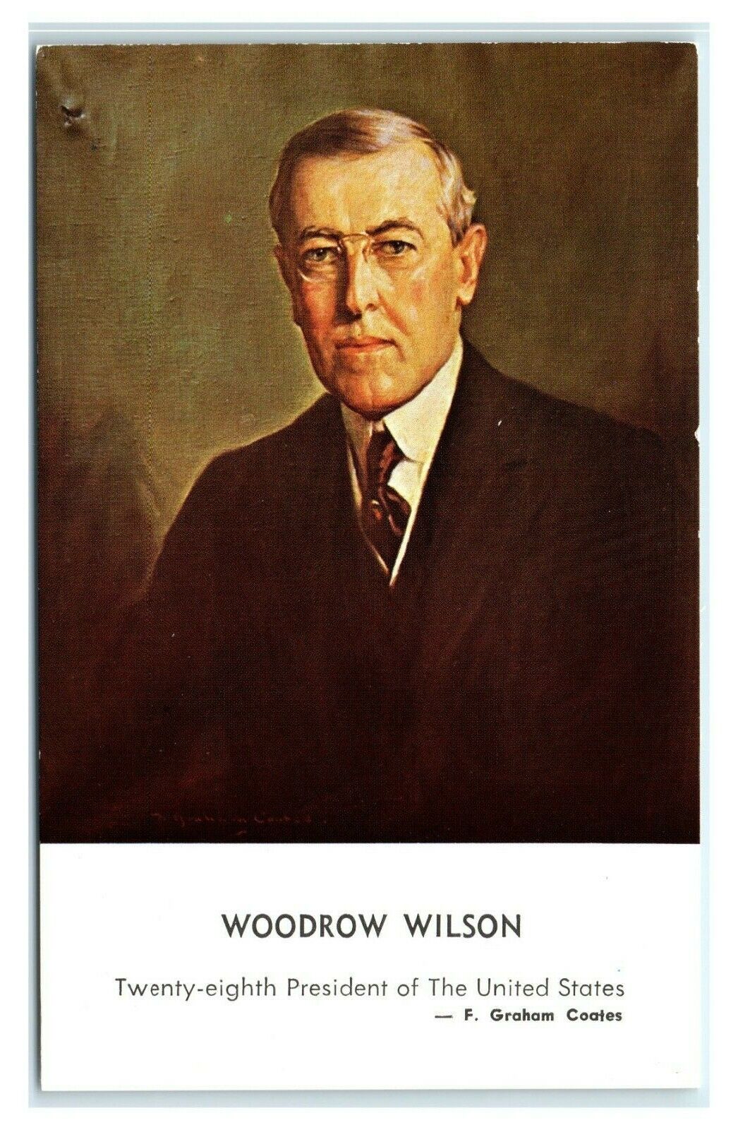 Postcard 28th US President Woodrow Wilson portrait J11