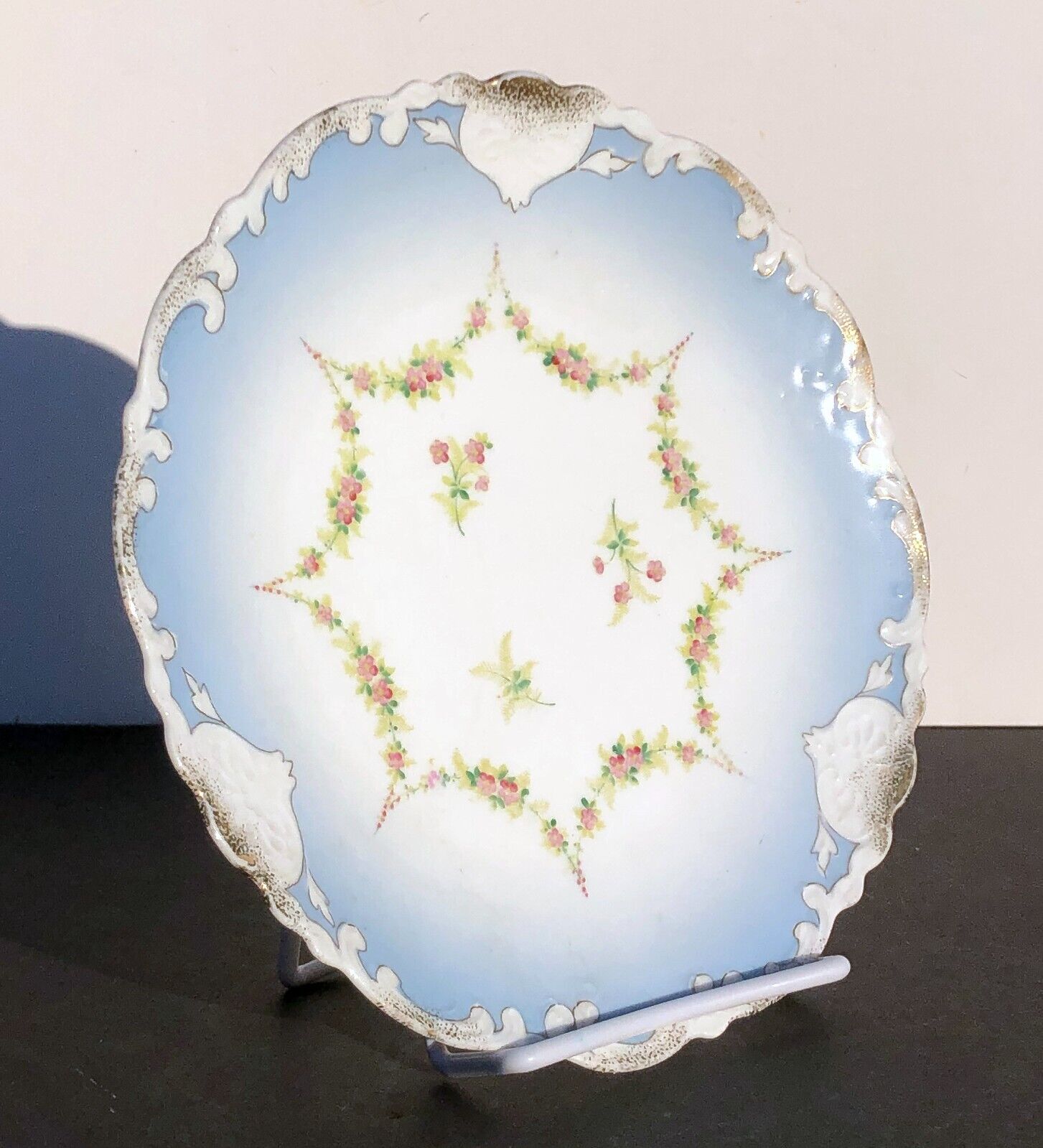 Elbogen Carlsbad Plate Blue Floral  Fancy PorcelainAustria 8.25\