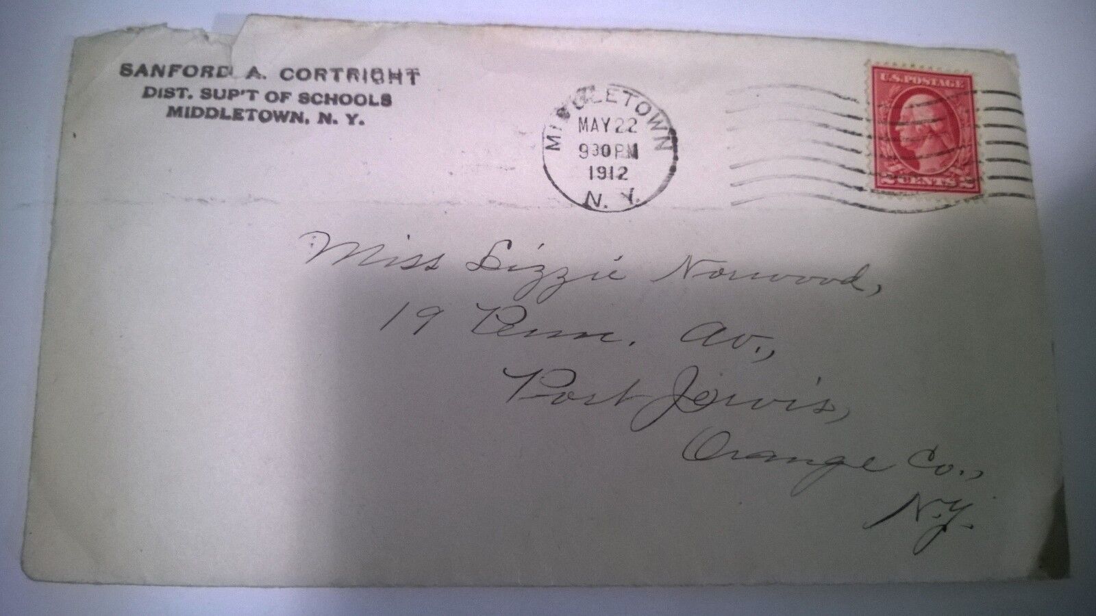ANTIQUE Official Handwritten Letter Correspondence With Envelope & Return Re1912