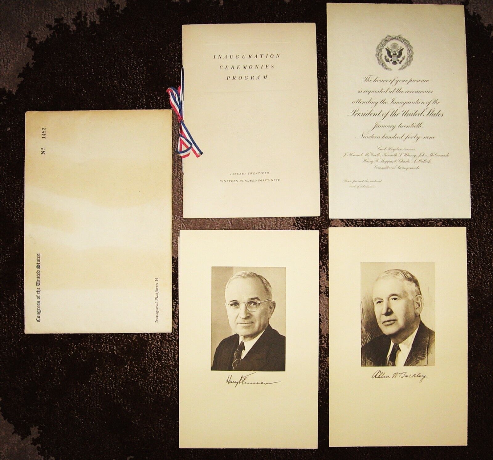 Guaranteed Original 1949 Harry Truman Presidential Inauguration Invitation Set