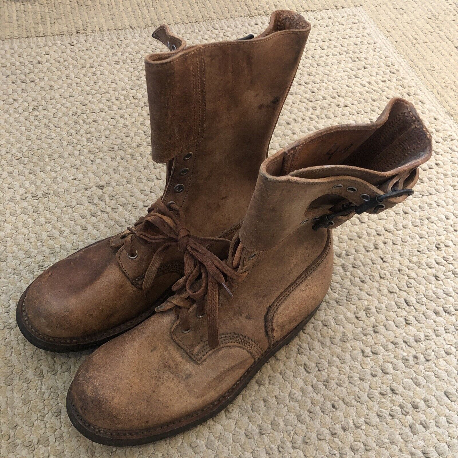 Original 1950s French Military Ranger Double Buckle Boots