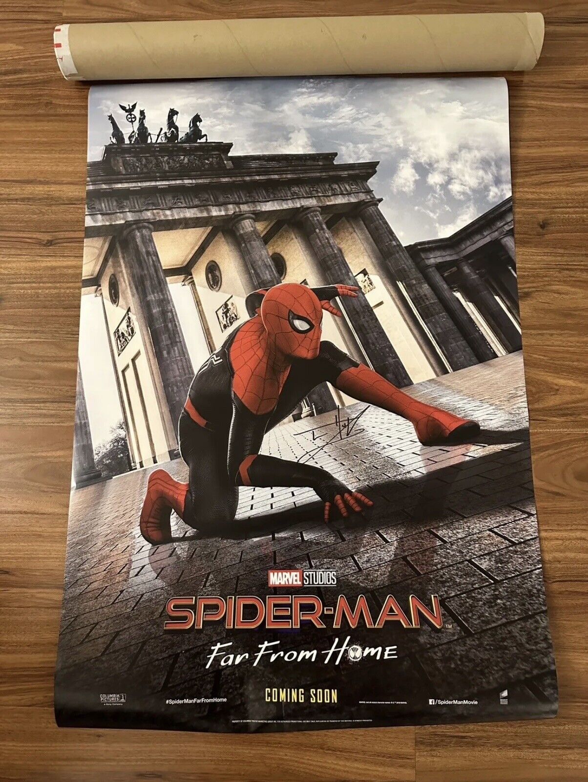 IN HAND-Spider-Man: Far From Home (Berlin) Poster signed by Tom Holland with COA