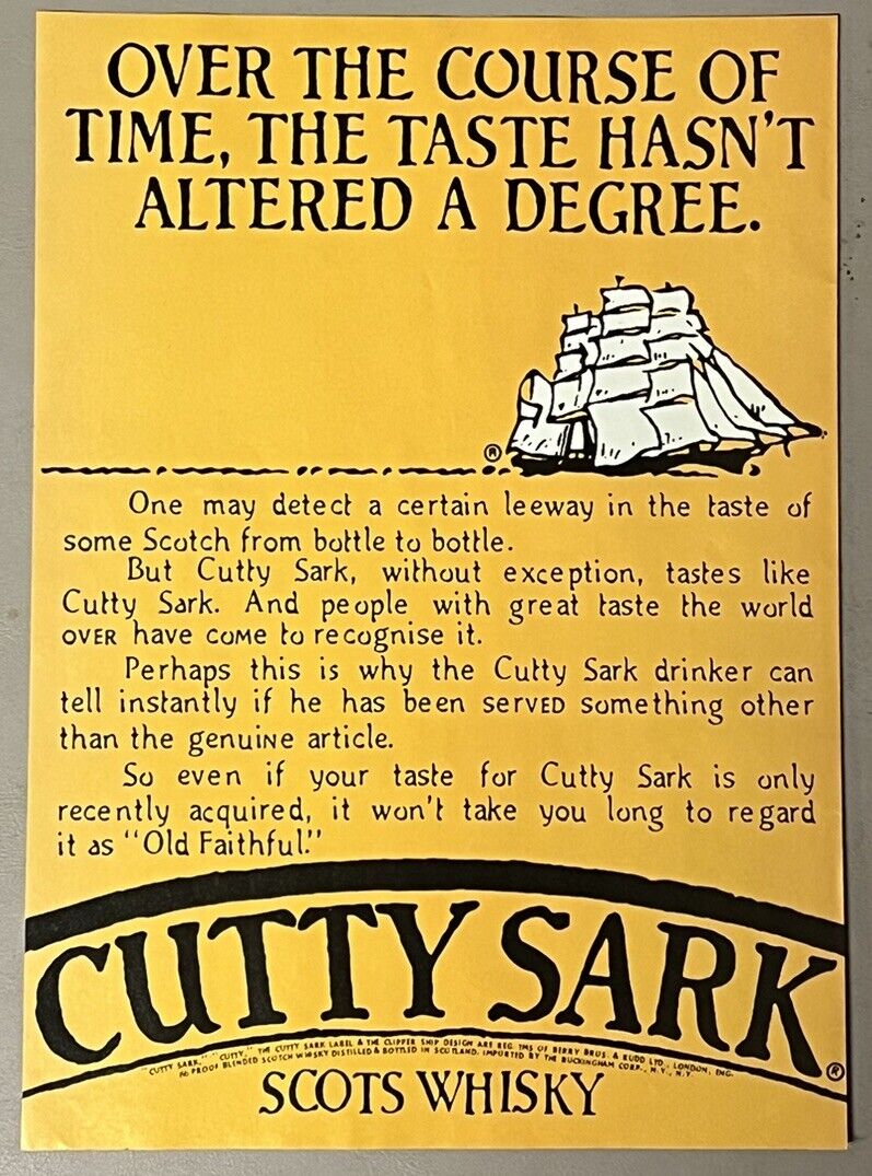 1970’s Curry Sark Scotch Whisky Print Ad, great for framing