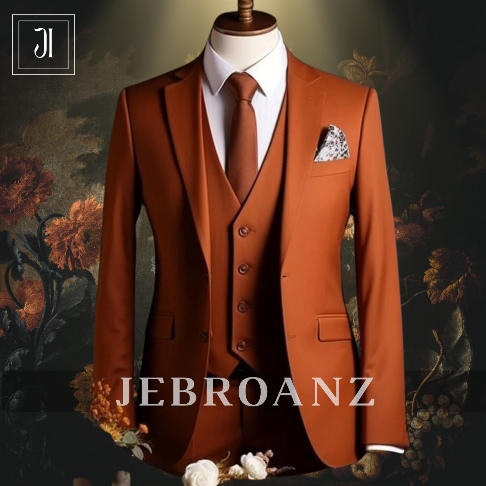 New Elegant Bespoke Rust Suit For men , Men Suit 3 piece, Groom Wedding Suit