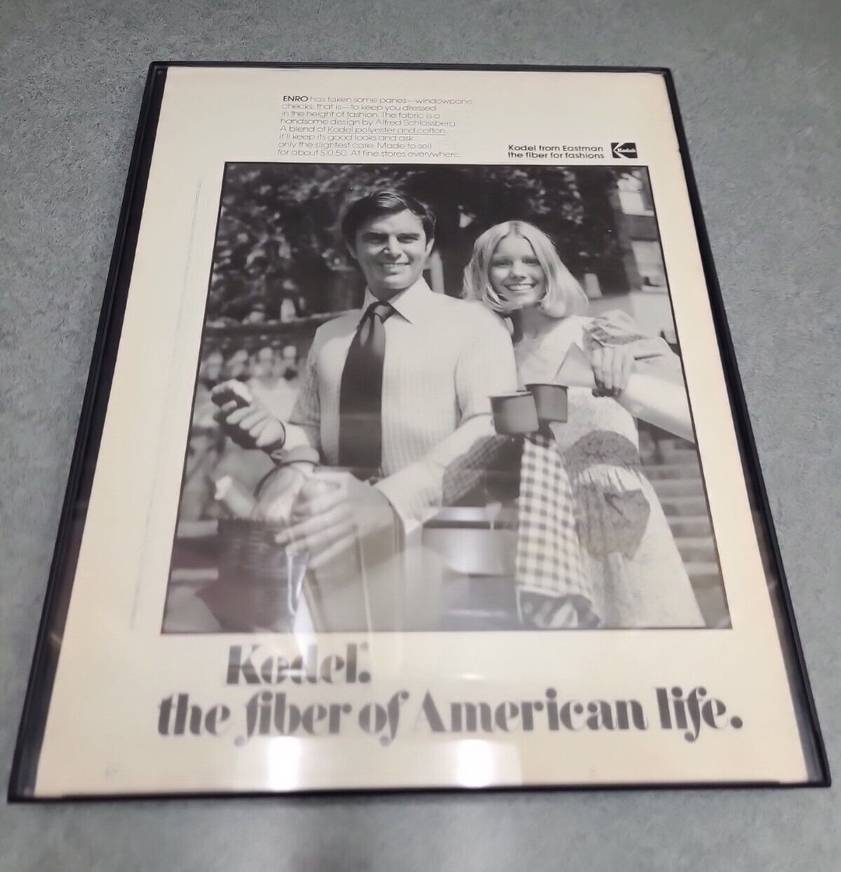 Kodel Eastman Kodak Print Ad 1972 Fiber Of American Life Framed 8.5x11 