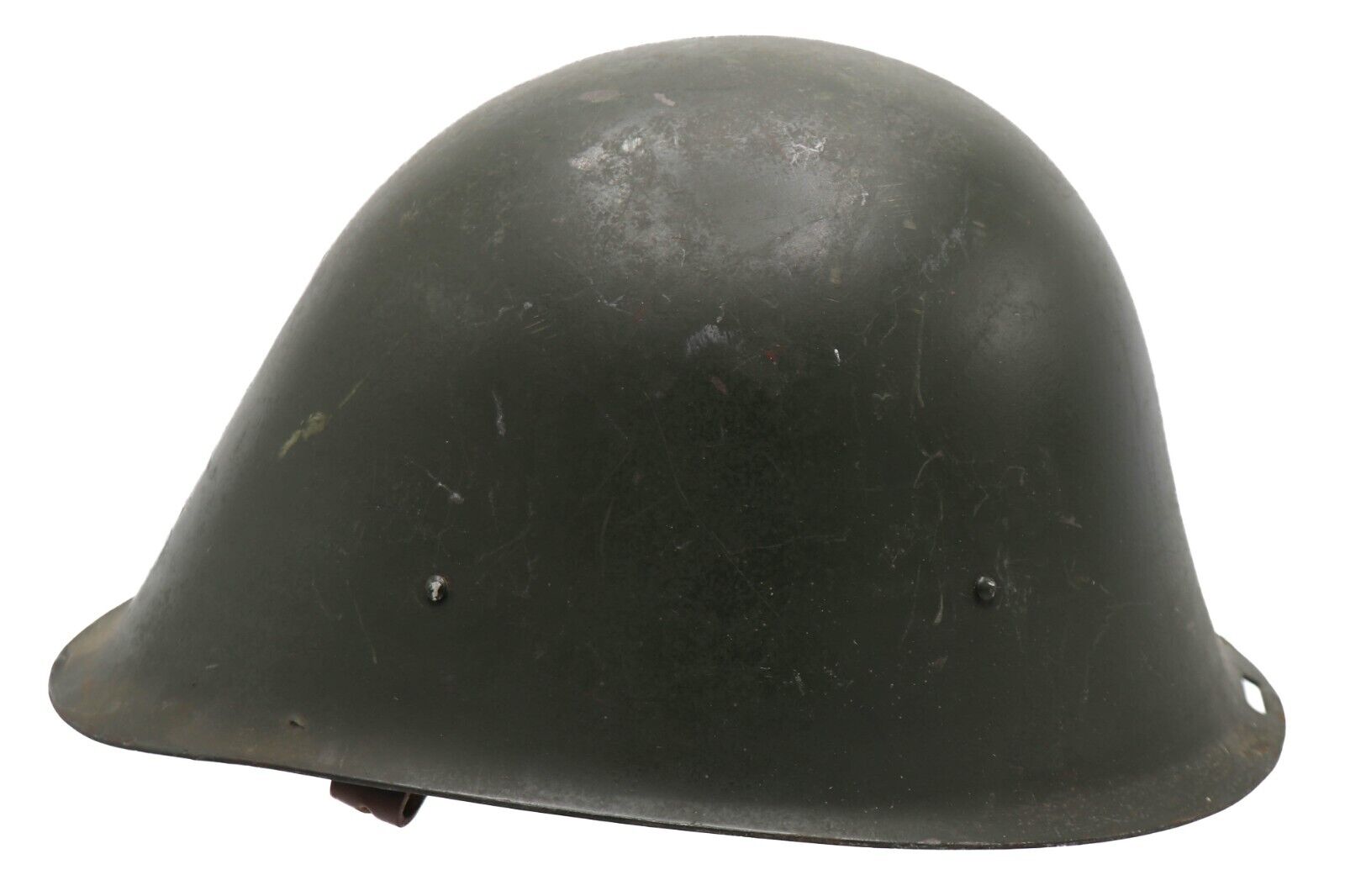 Authentic Romanian Army M73/80 Steel Helmet w/ Leather Liner Chin Straps Surplus