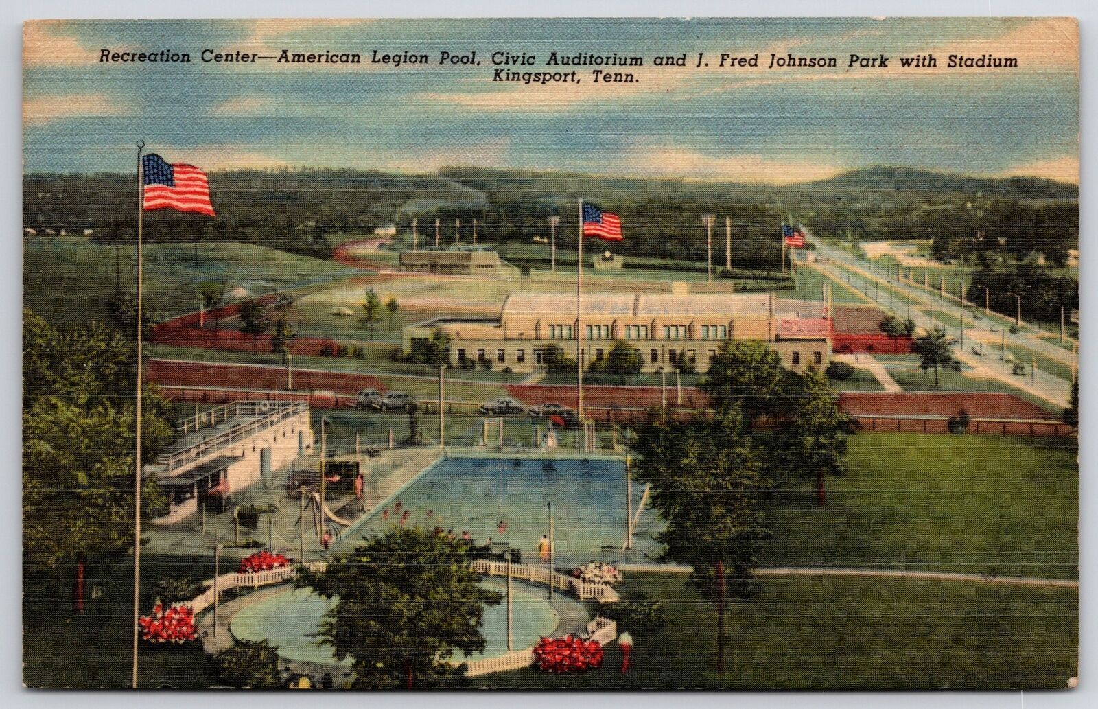 1957 Civic Recreation Center Kingsport Tennessee American Legion Posted Postcard