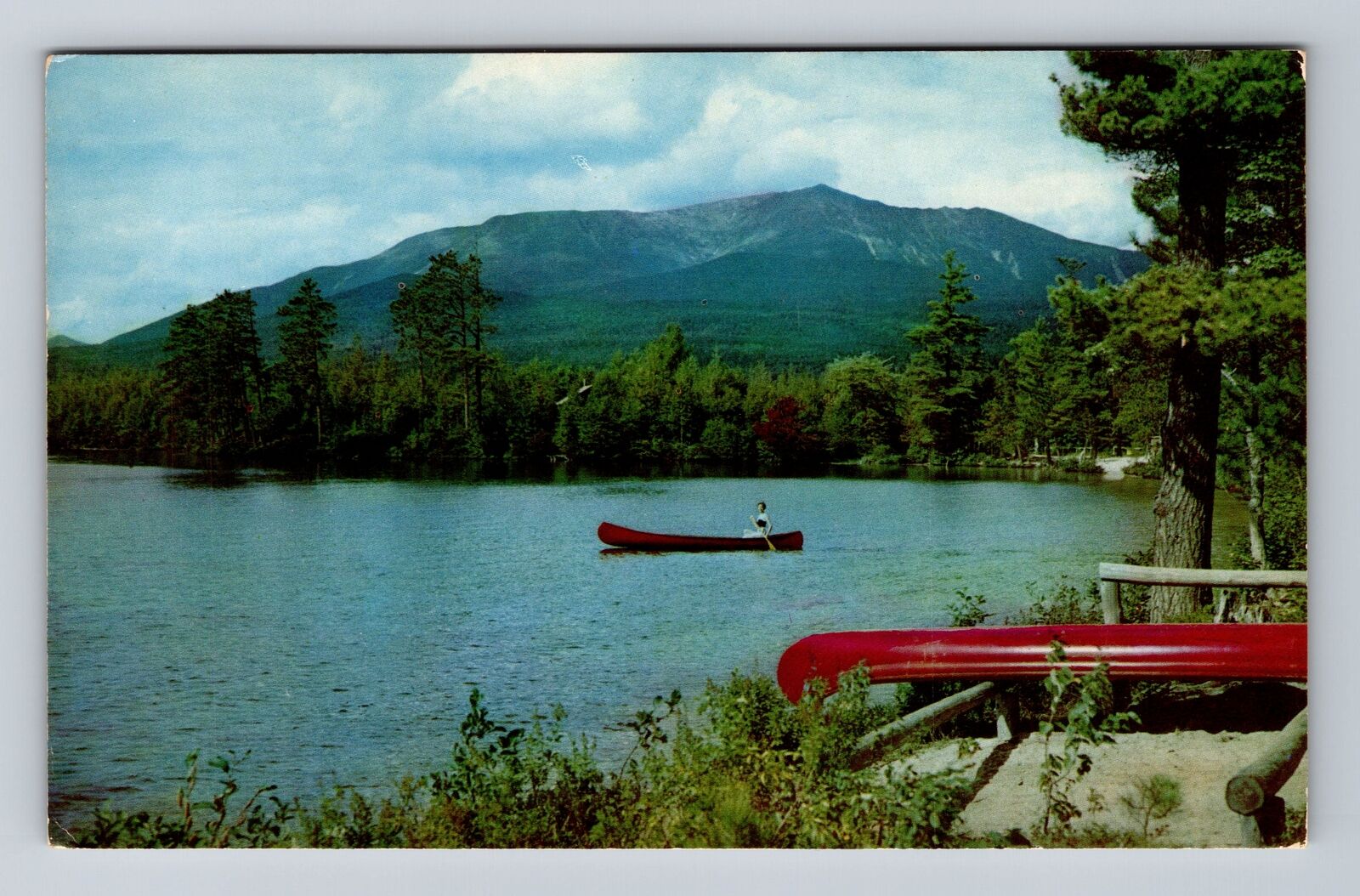 ME-Maine, Mount Katahdin From Togue Pond Camps, Antique, Vintage c1964 Postcard