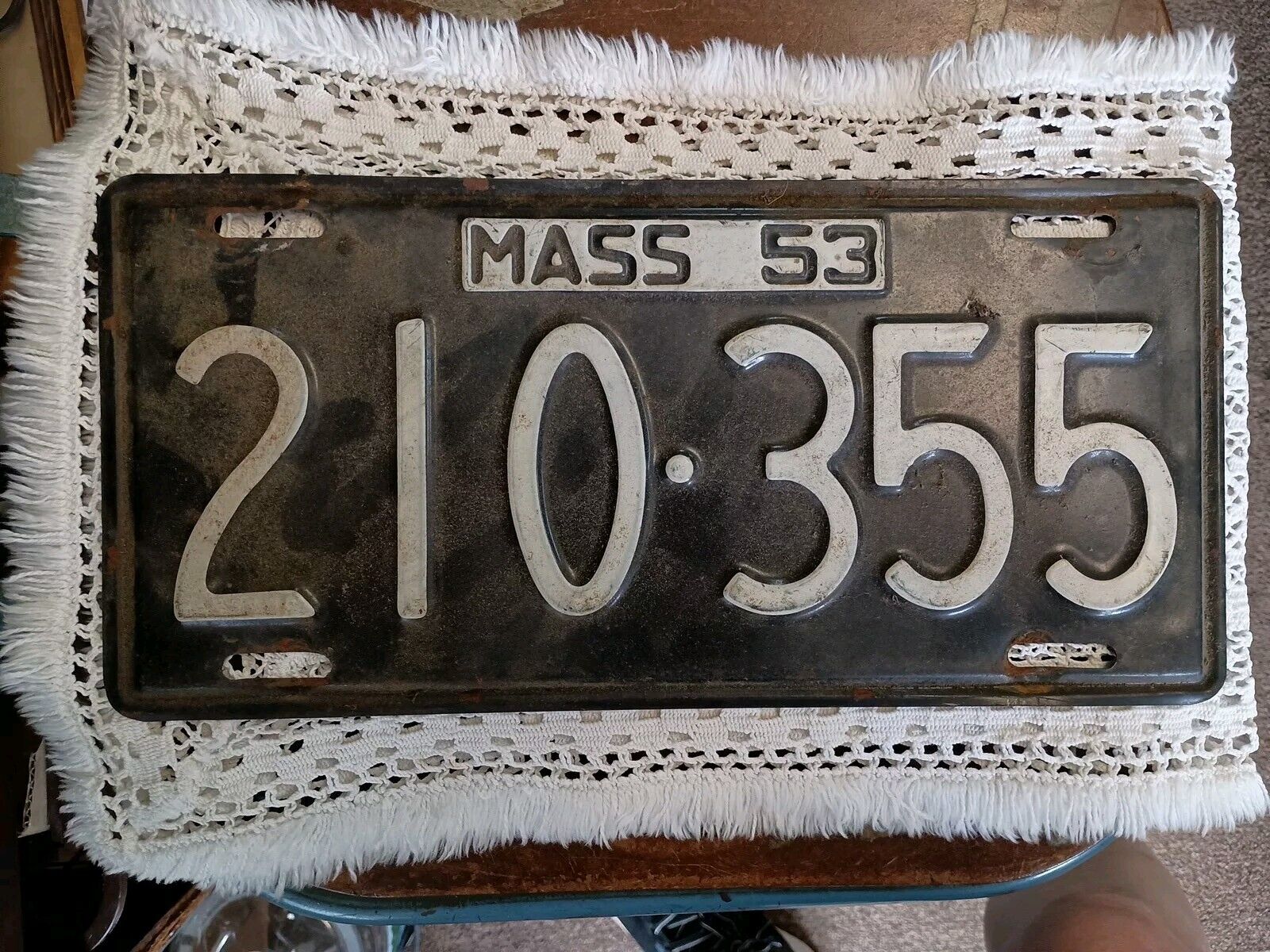 Vintage EXTRA FINE 1953 MASSACHUSETTS License Plate (see description)