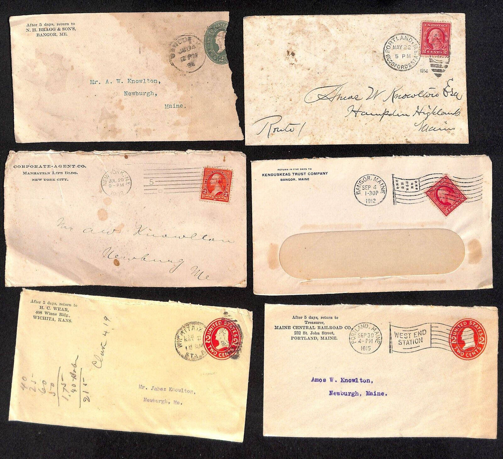 Group of 21 Covers - Mostly 1910 - 1915 Bangor, ME