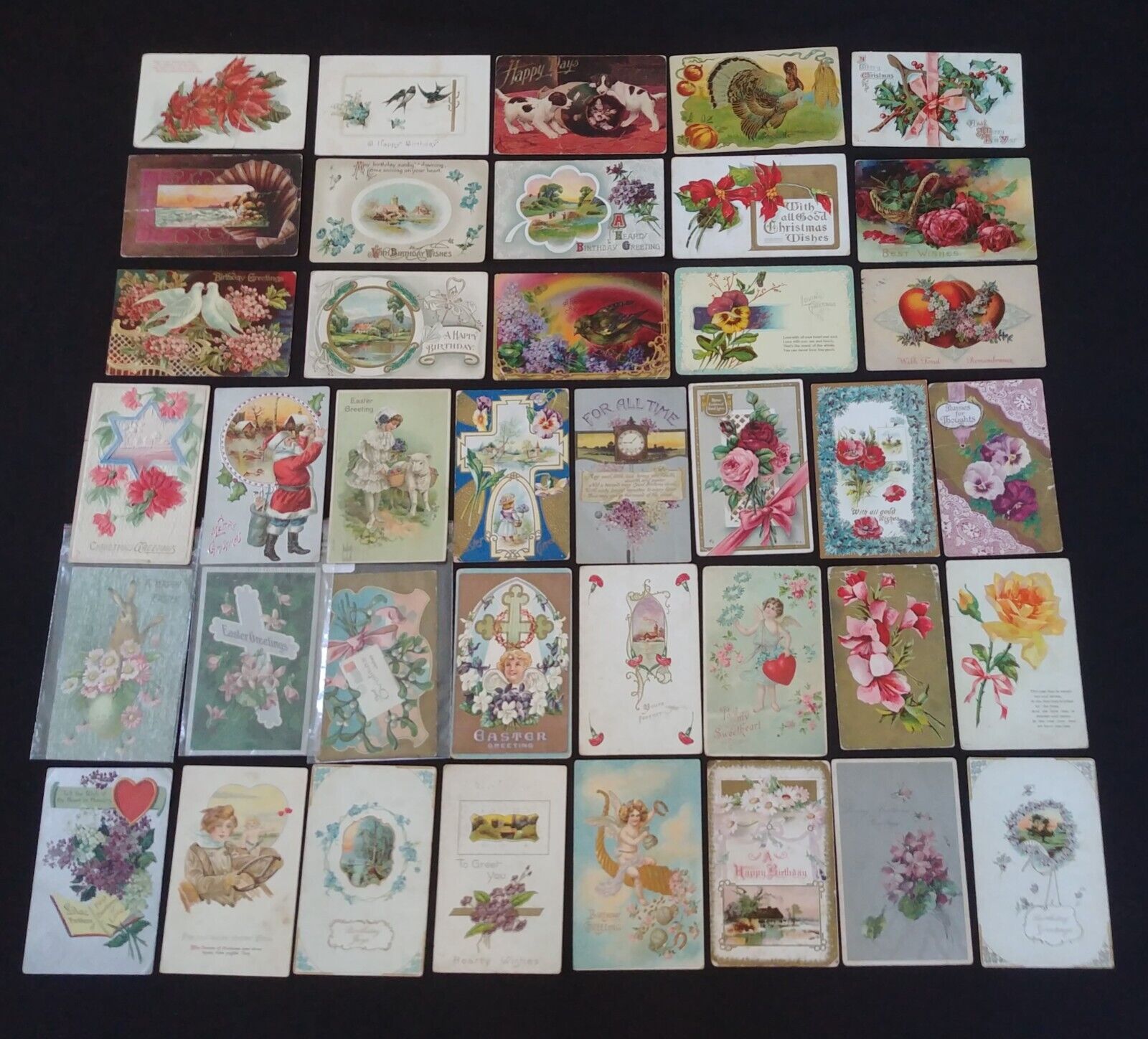 Collectors Estate Lot 14 - 39 Antique 1910\'s used Holiday Greetings Postcards