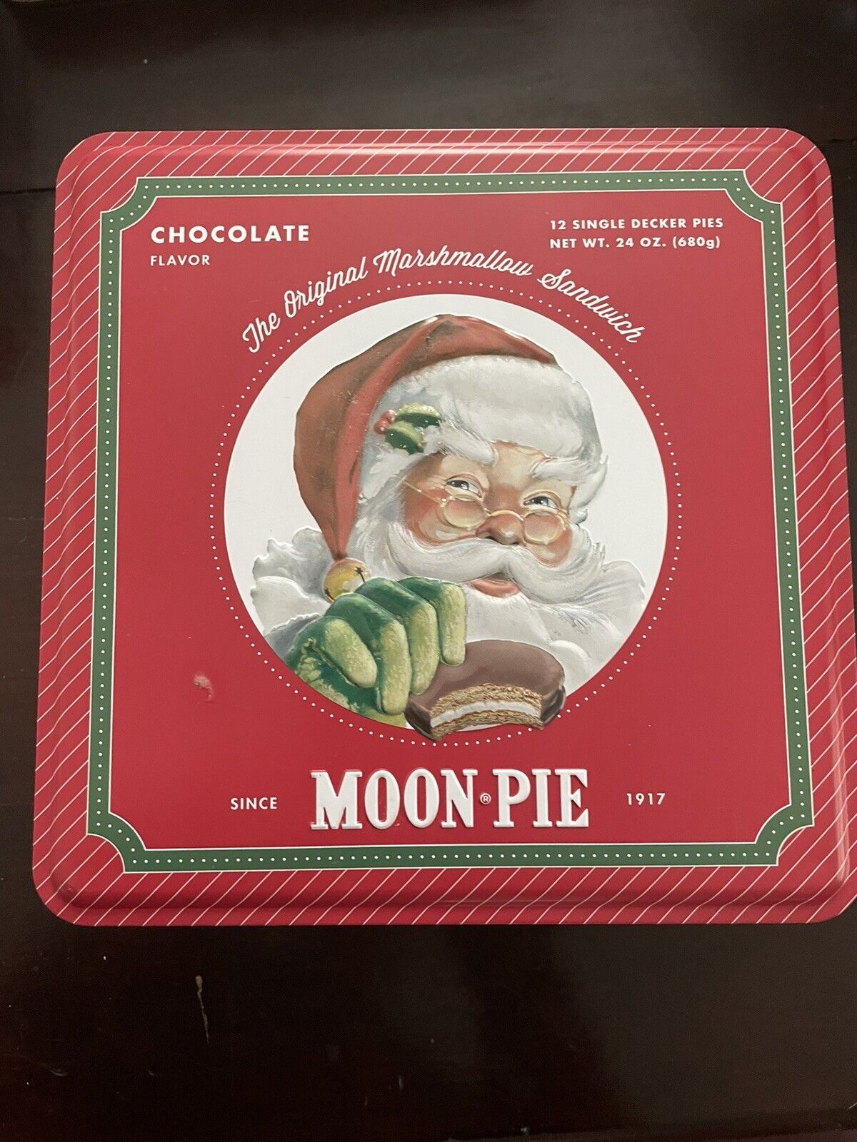 Vintage Santa Clause Chocolate Single DeckerMoon Pie (Since 1917) Collectors Tin